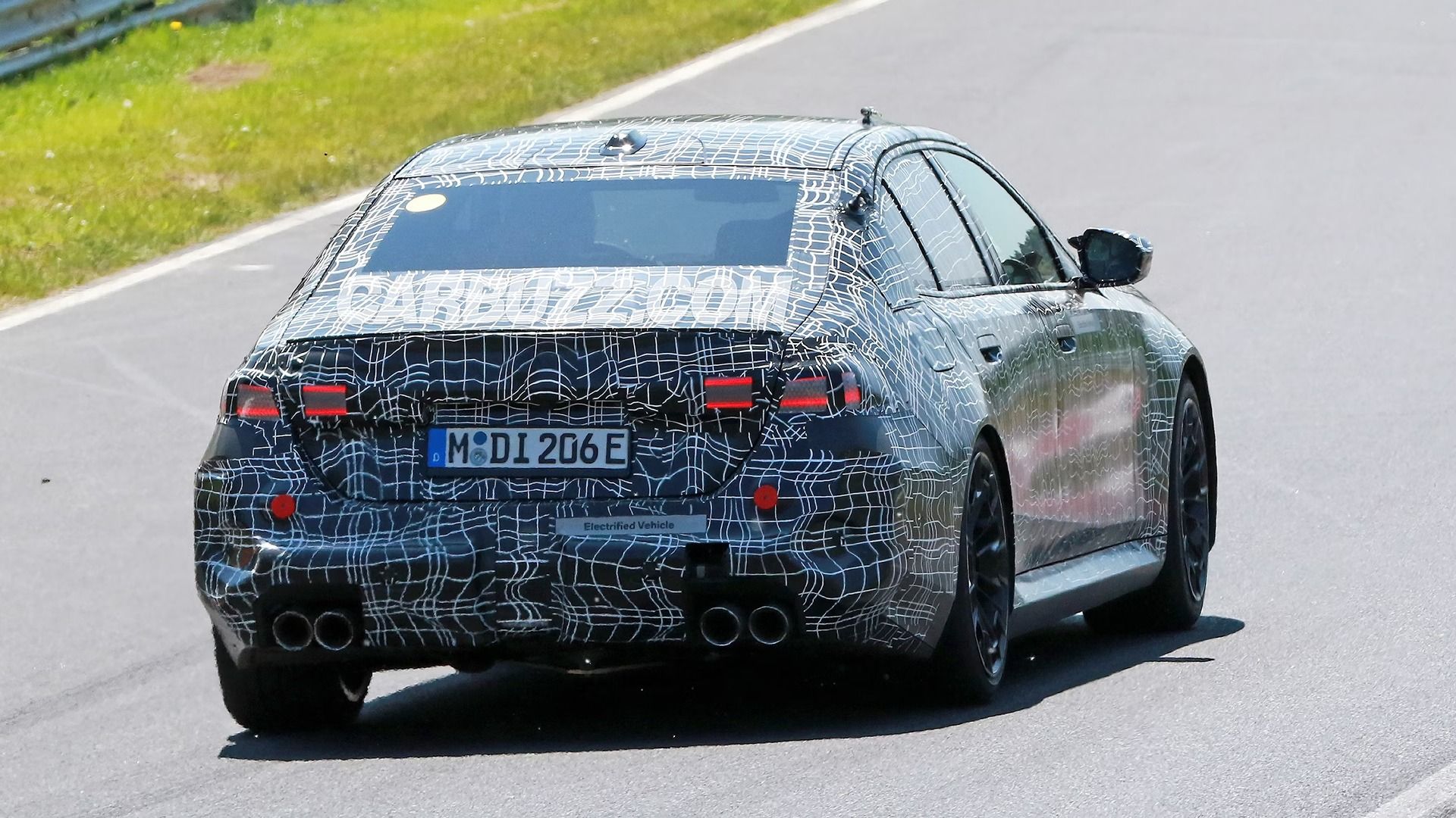 Rear view of a BMW M5 prototype