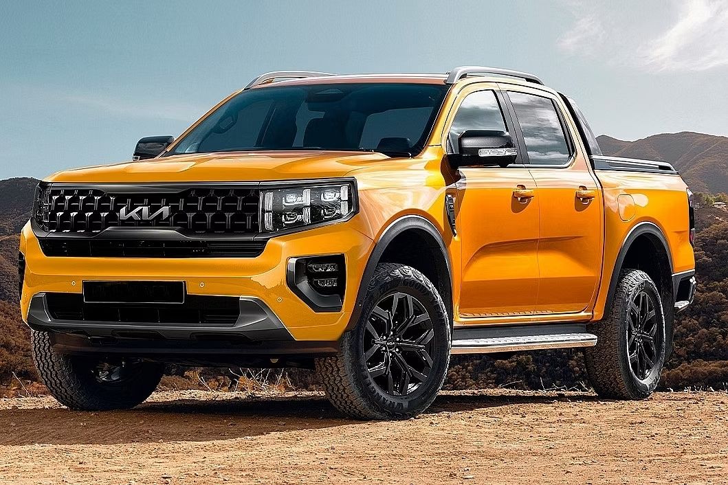 Kia Tasman rendering front 3/4