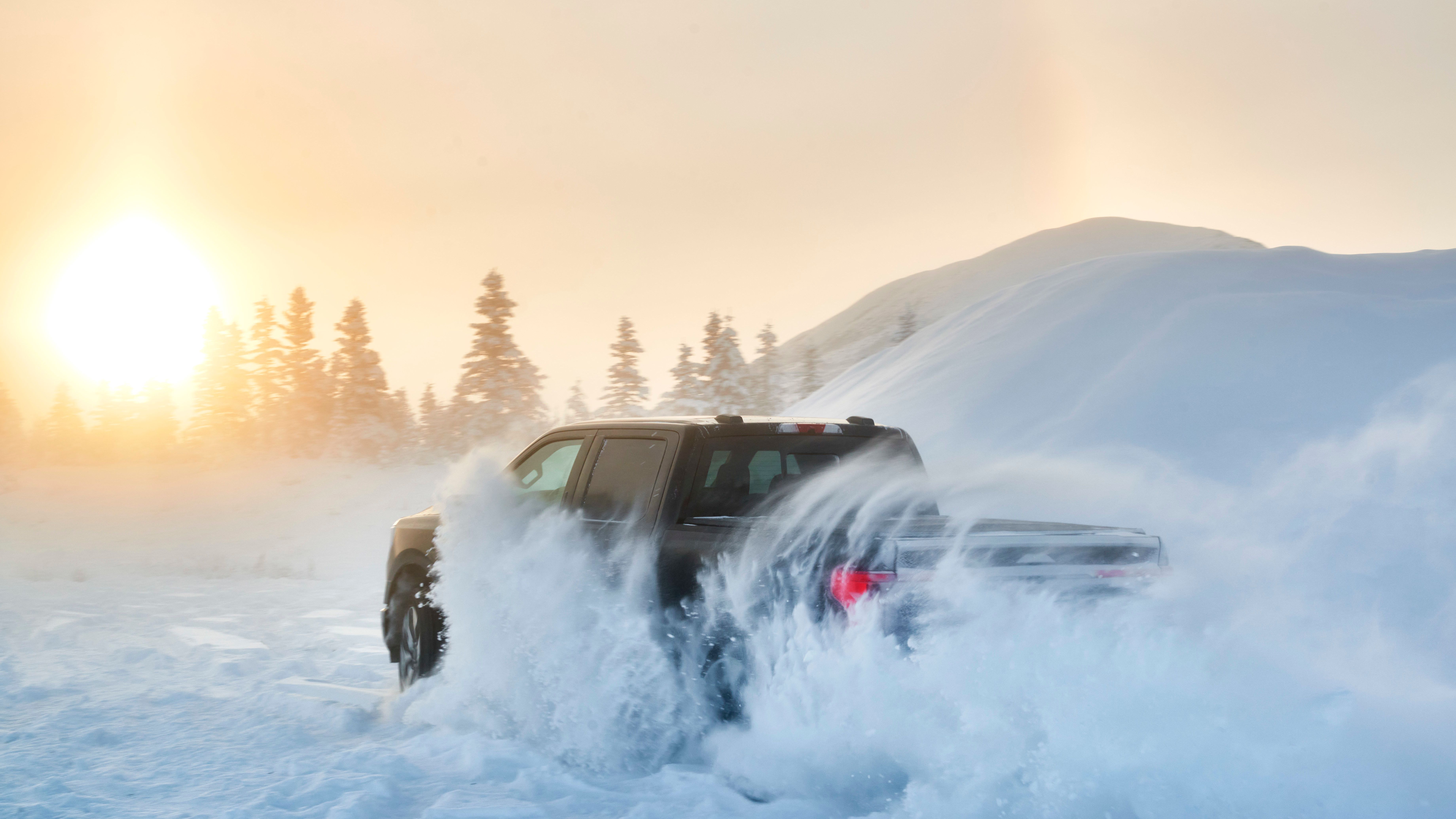 2022 Ford F-150 Lightning testing in snowy Alaska