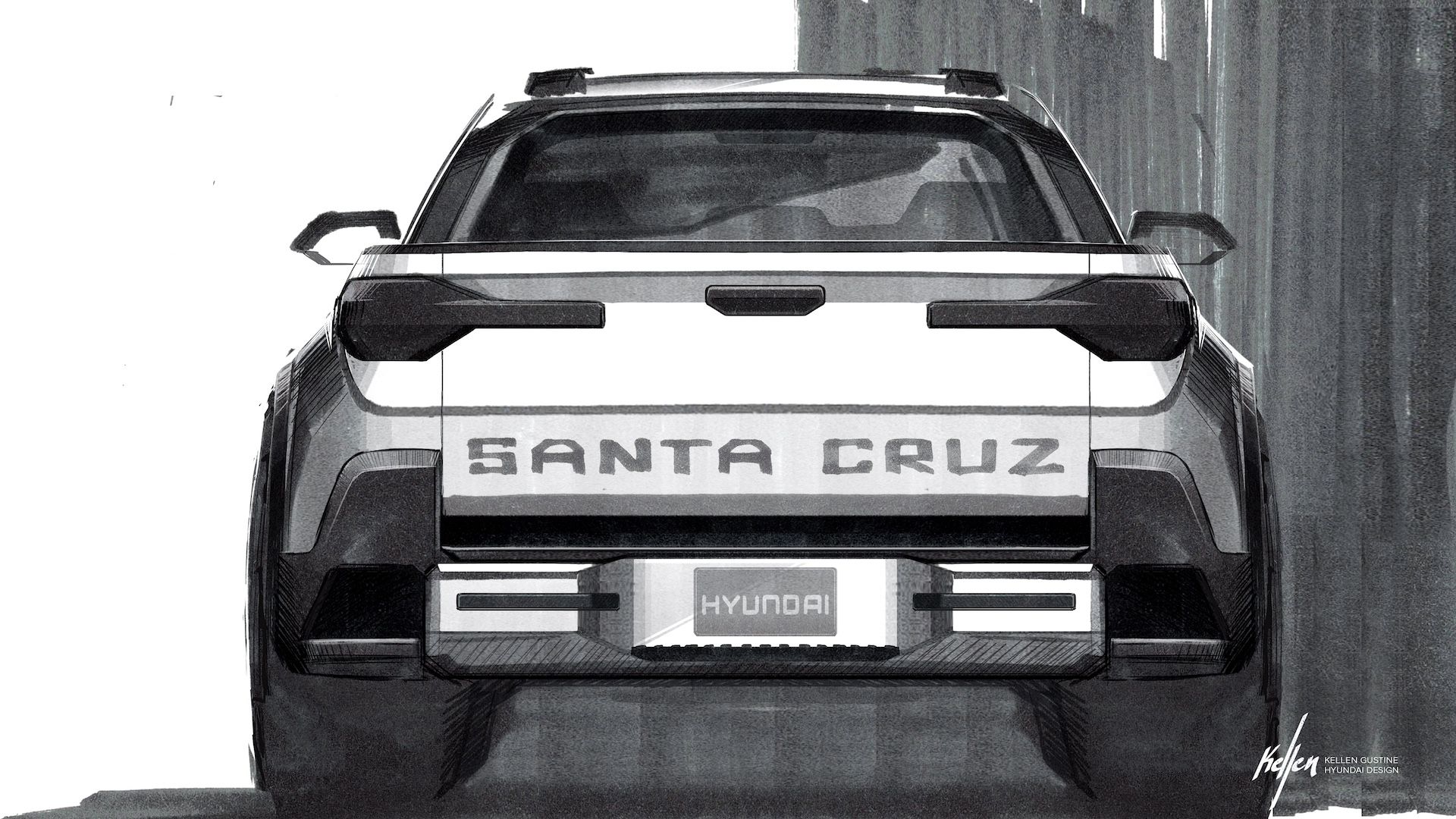 2025 Hyundai Santa Cruz Teaser Rear Sketch