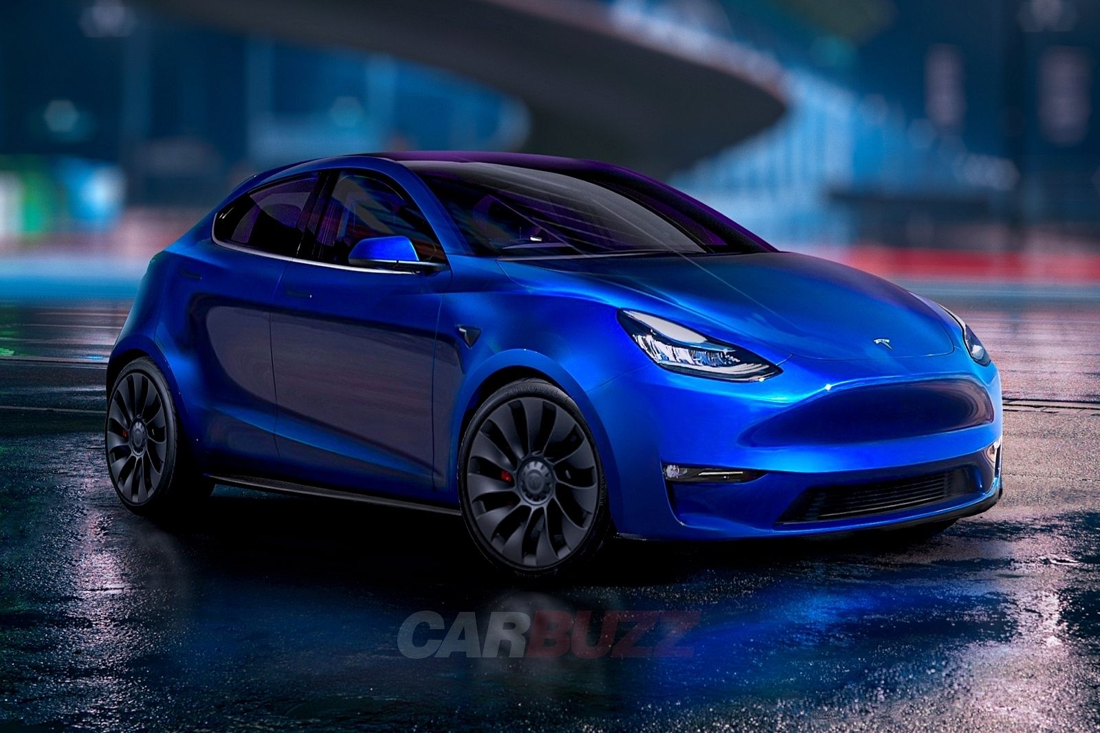 CarBuzz Render of Affordable Tesla Hatch