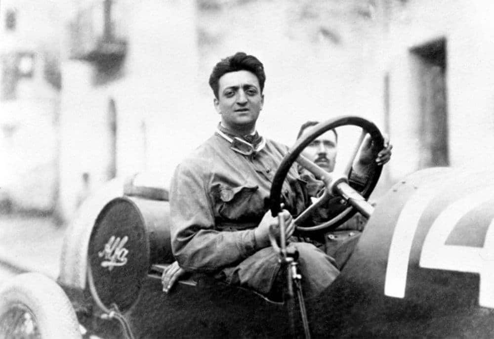 Enzo Ferrari in Alfa Romeo racing car