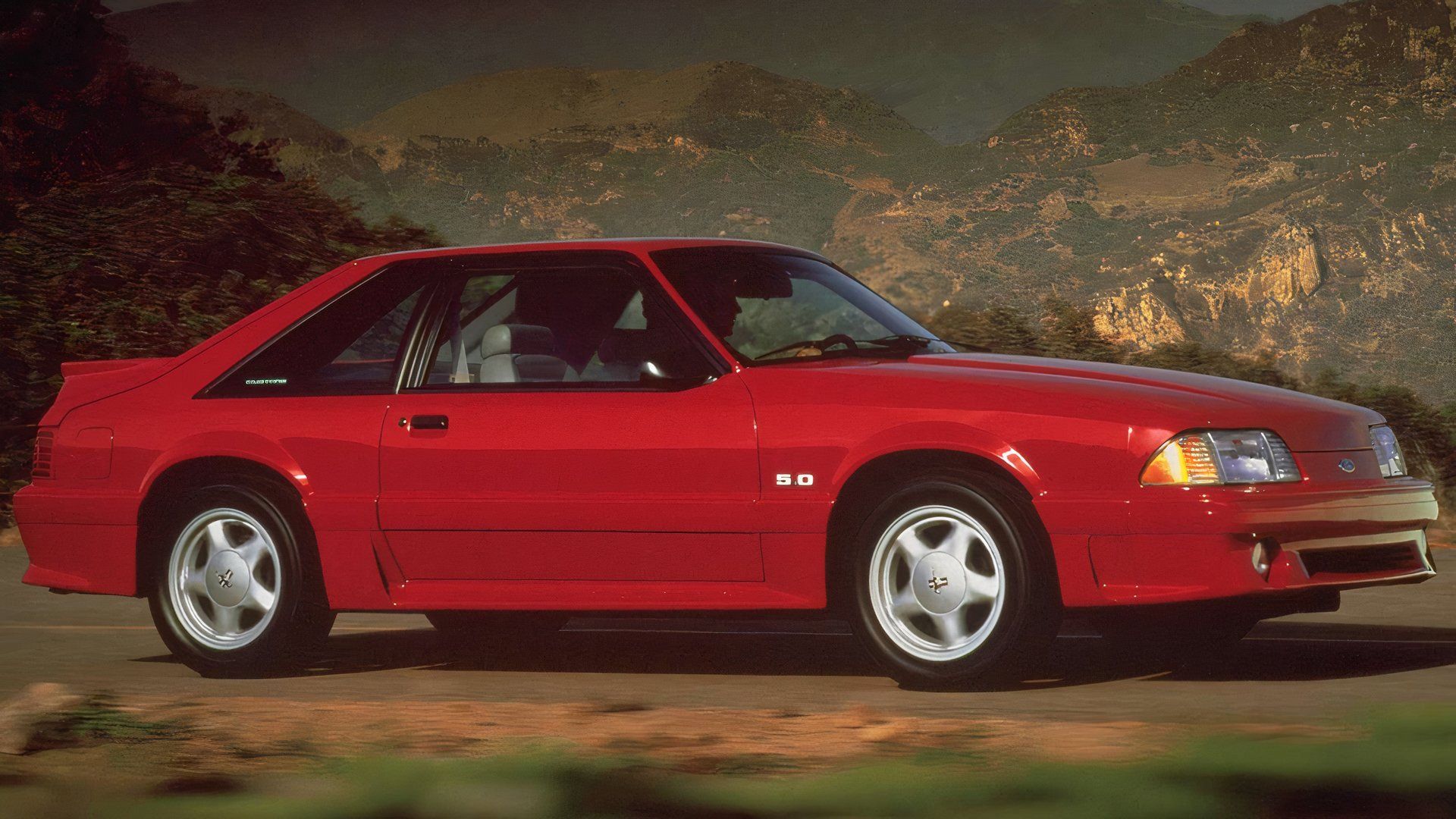 1991 ford mustang sidelong red