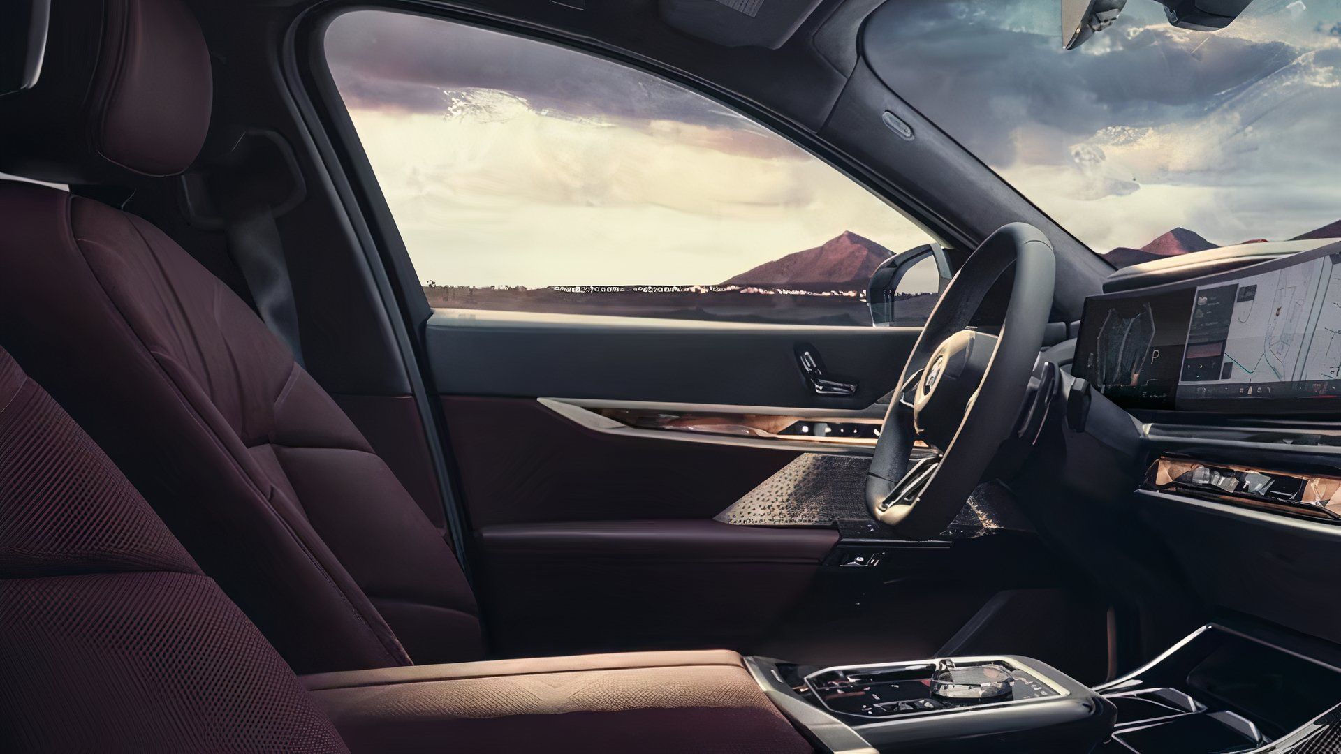 BMW 7-Series interior, side view of front of cabin