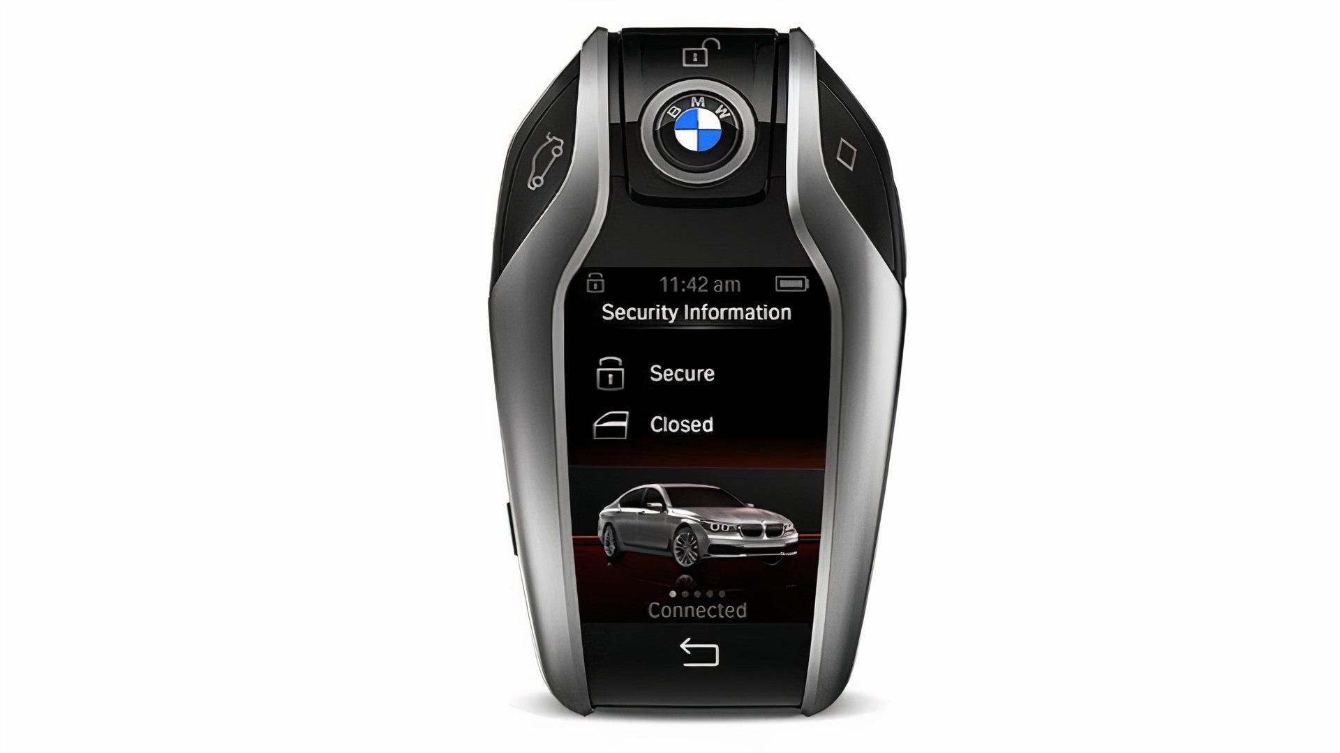 BMW Display key, closeup view, white background