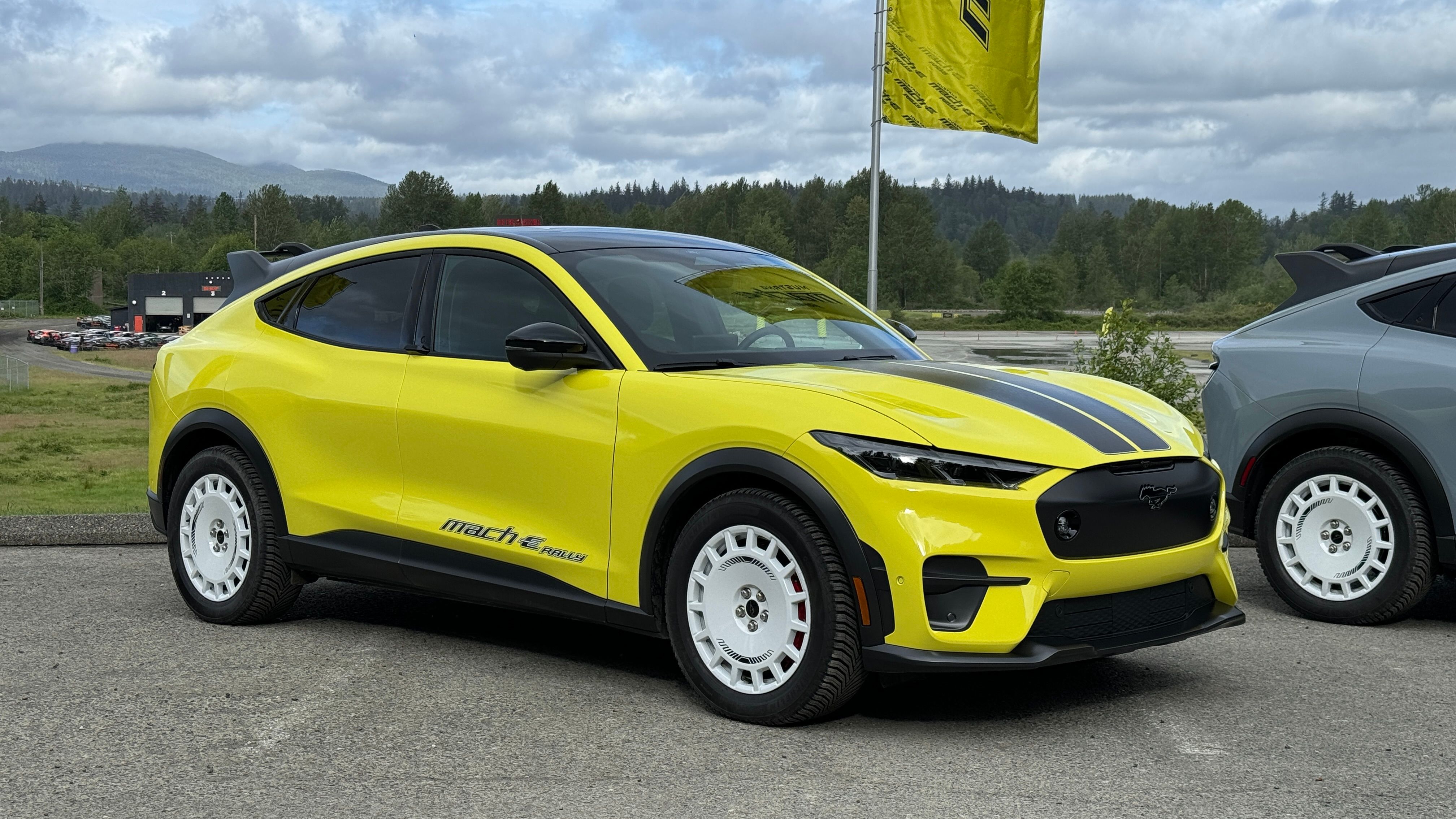 2024 Ford Mustang Mach-E Rally front 3/4 static yellow