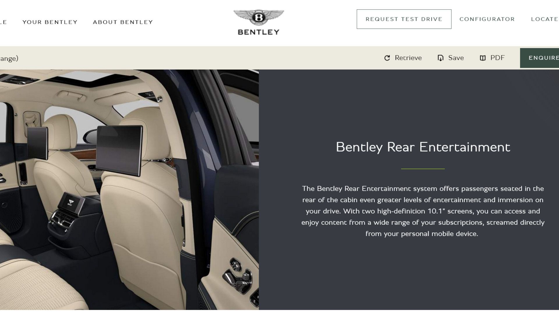 Bentley Flying Spur entertainment system