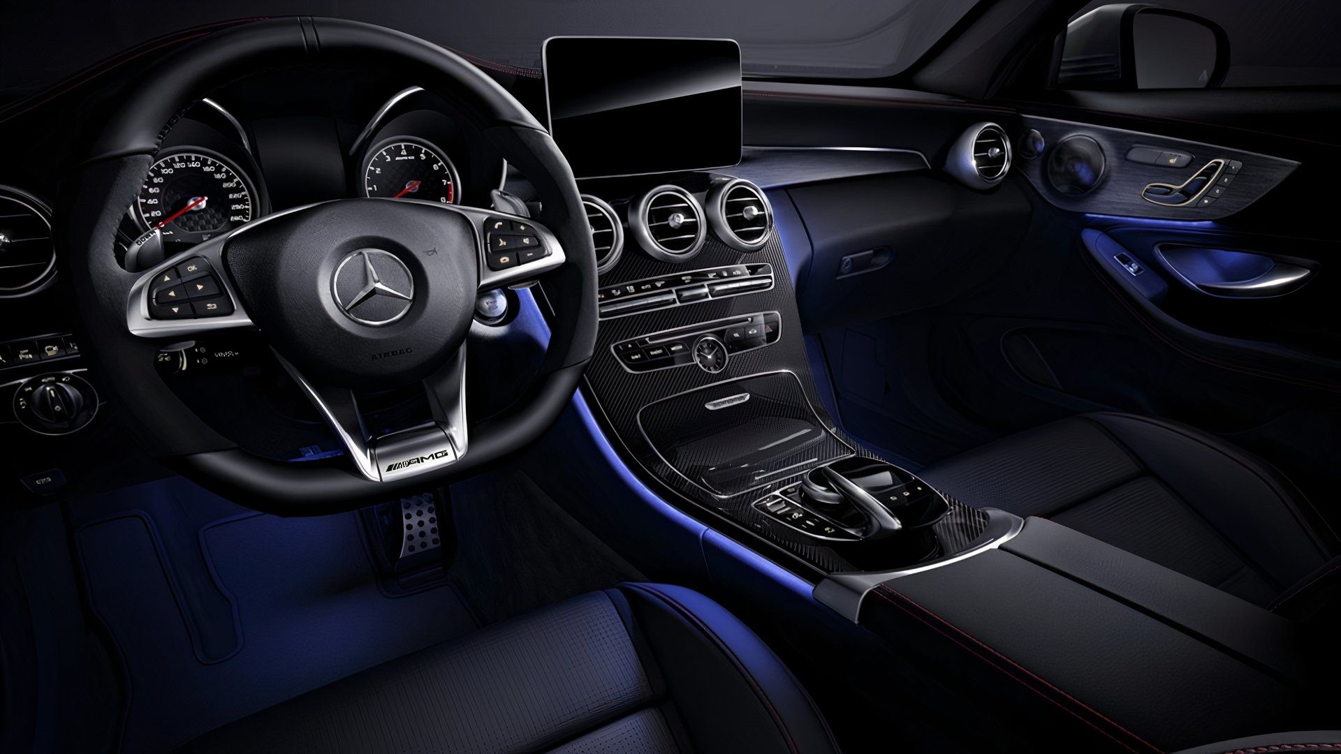 2018 Mercedes-Benz C-Class interior, view of front of cabin, wheel/dash