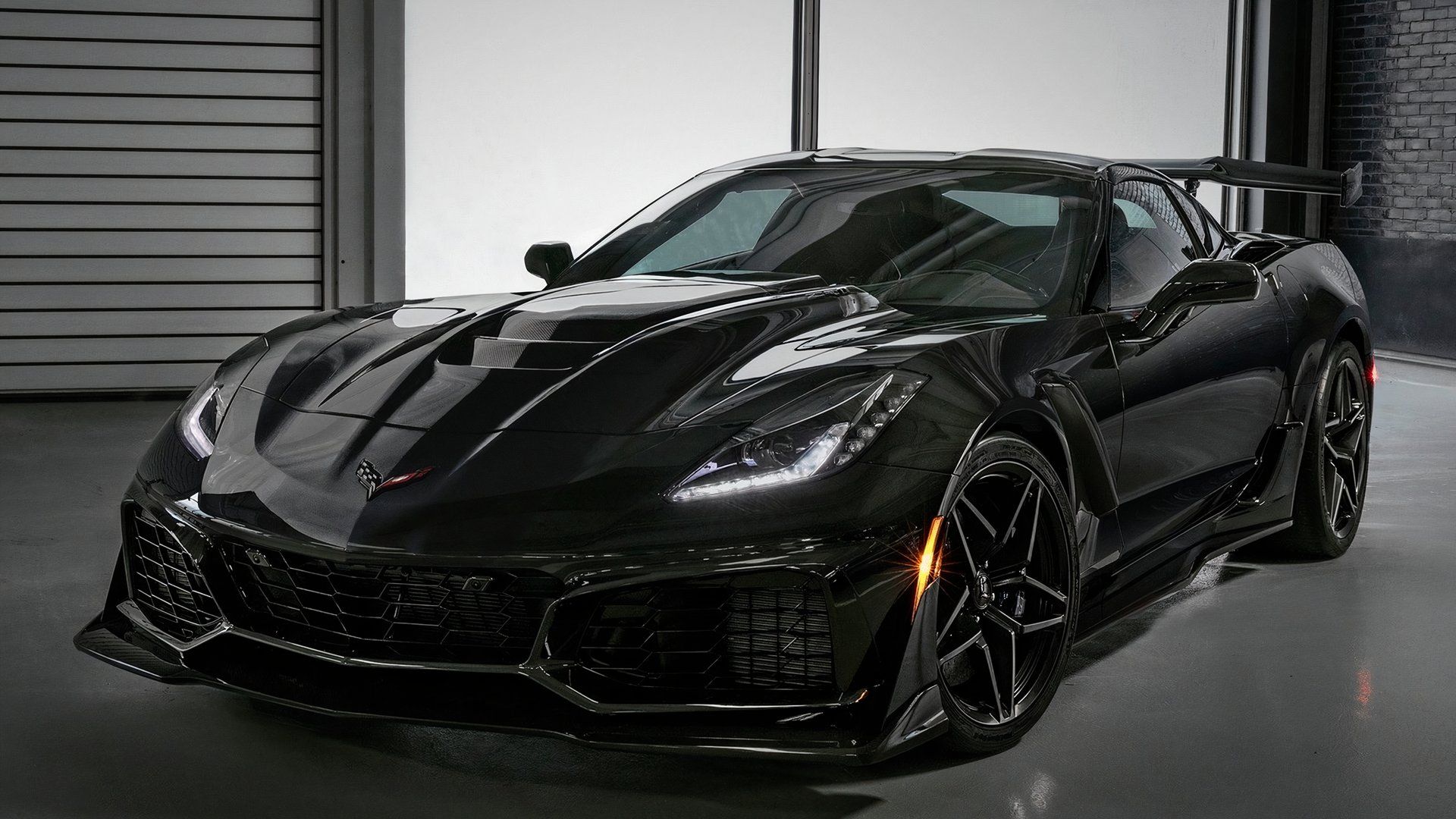 2019 C7 Chevrolet Corvette ZR, front quarter view, black