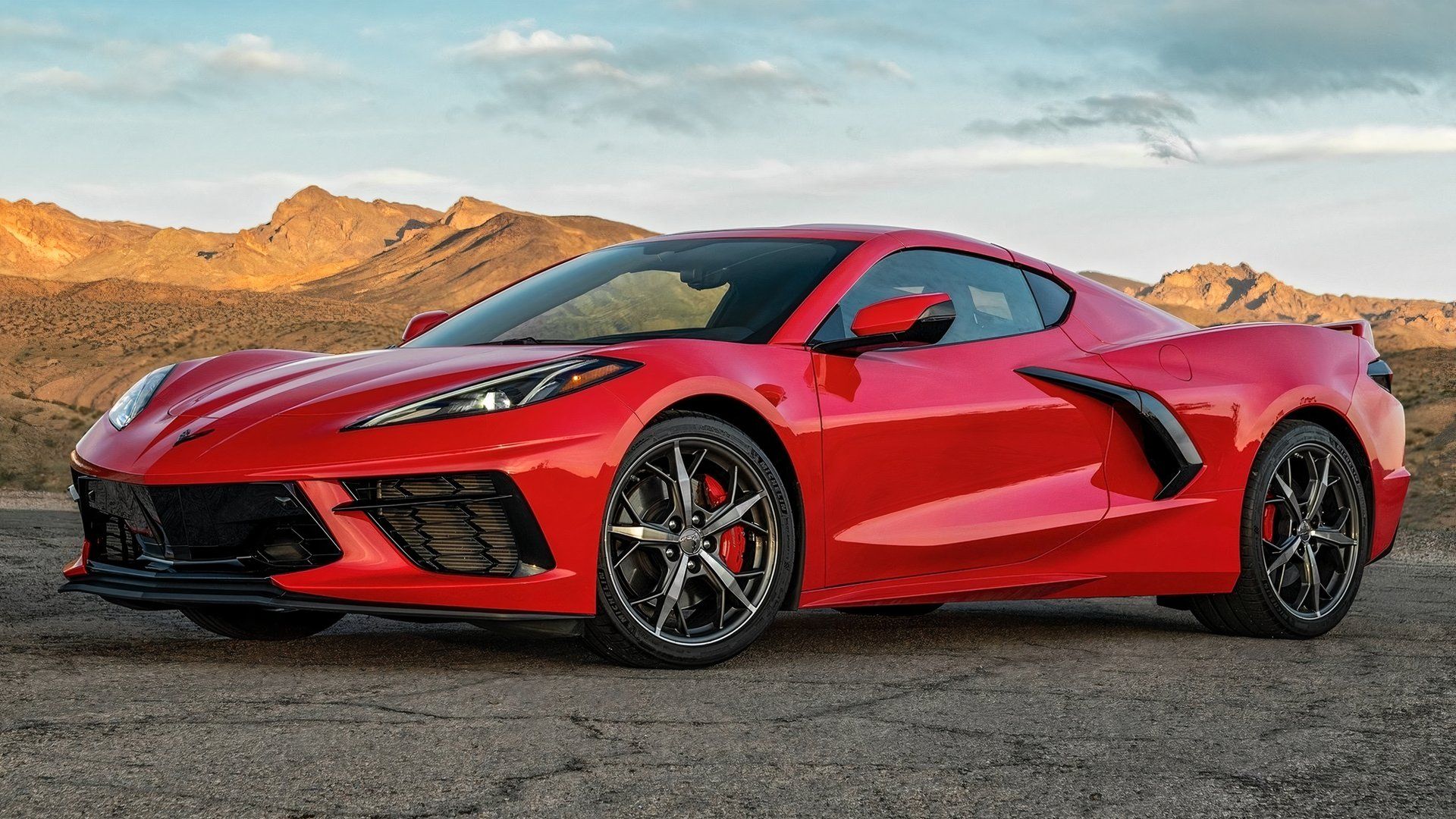 2020 C8 Chevrolet Corvette Stingray, front quarter view, red