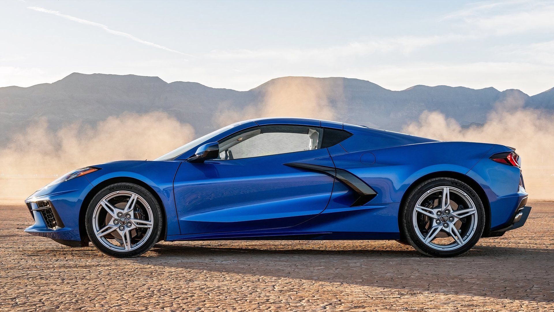 2024 C8 Chevrolet Corvette Stingray, side profile view, blue