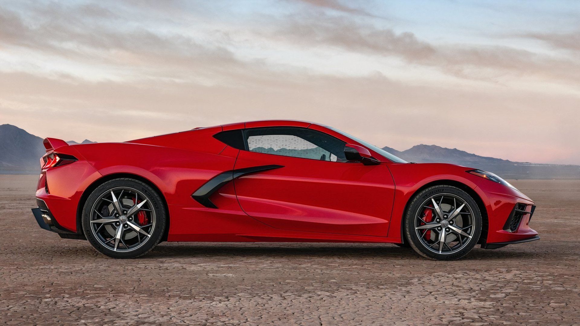 2024 C8 Chevrolet Corvette Stingray, side profile view, red