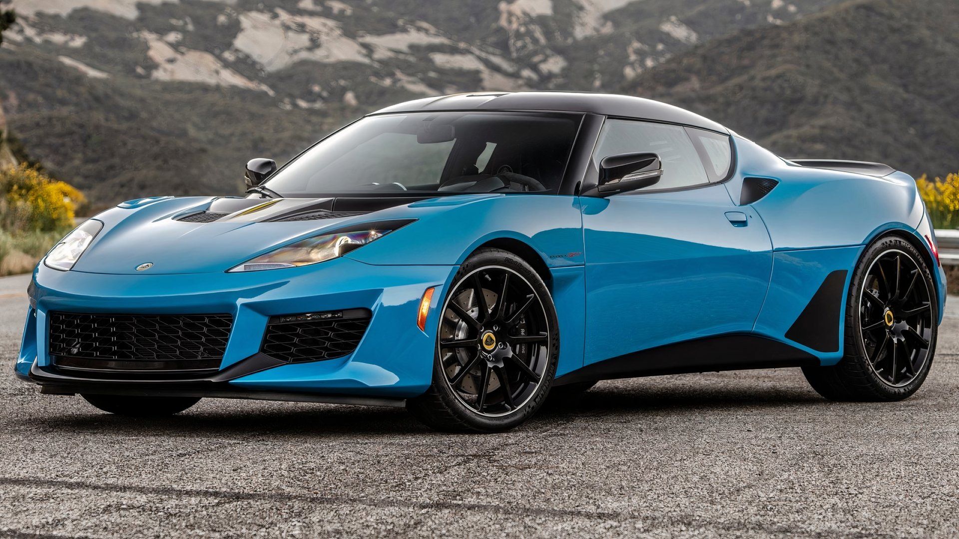 Lotus Evora GT, front quarter view, blue