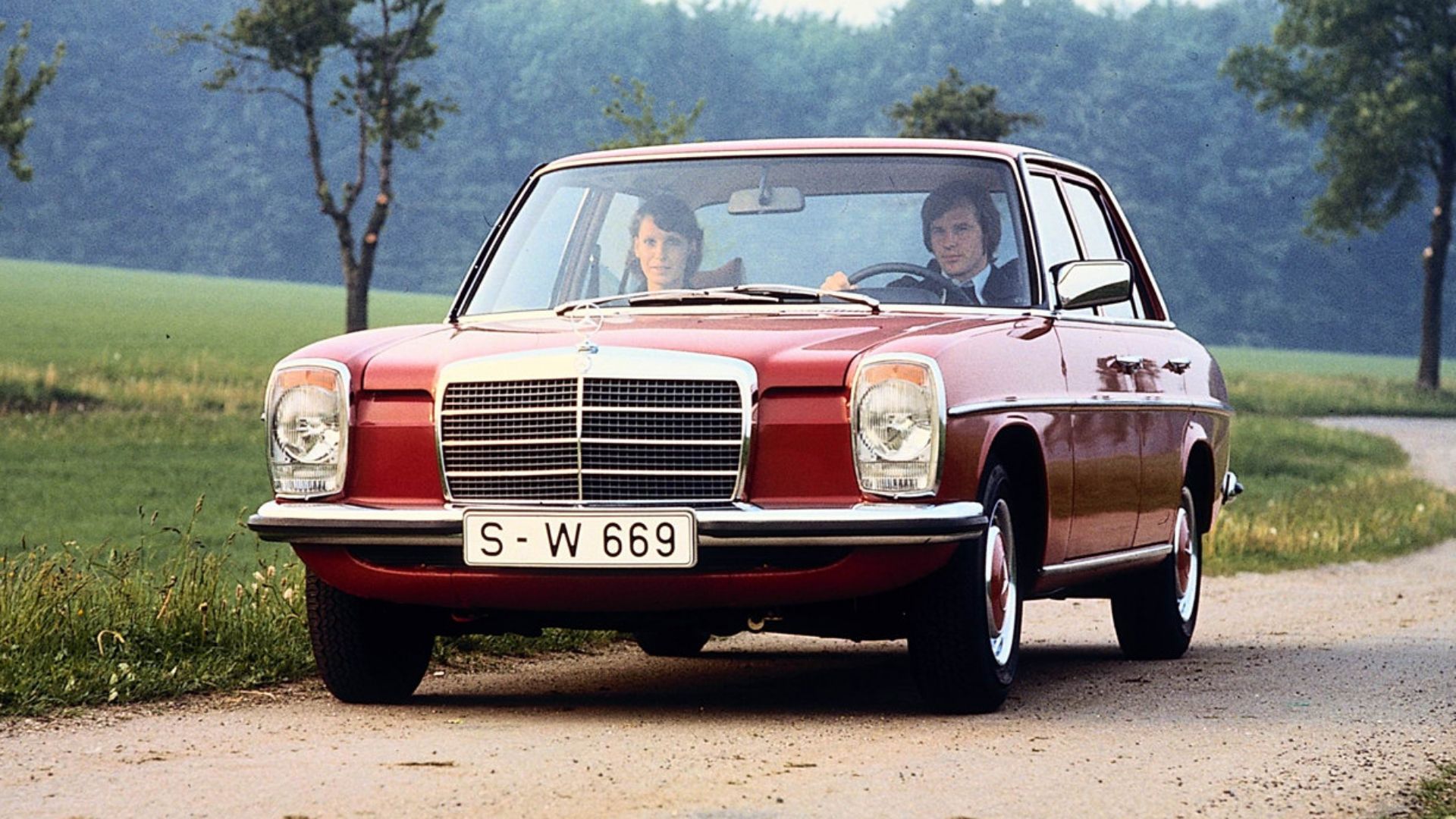 mercedes-benz 240 d front quarter red