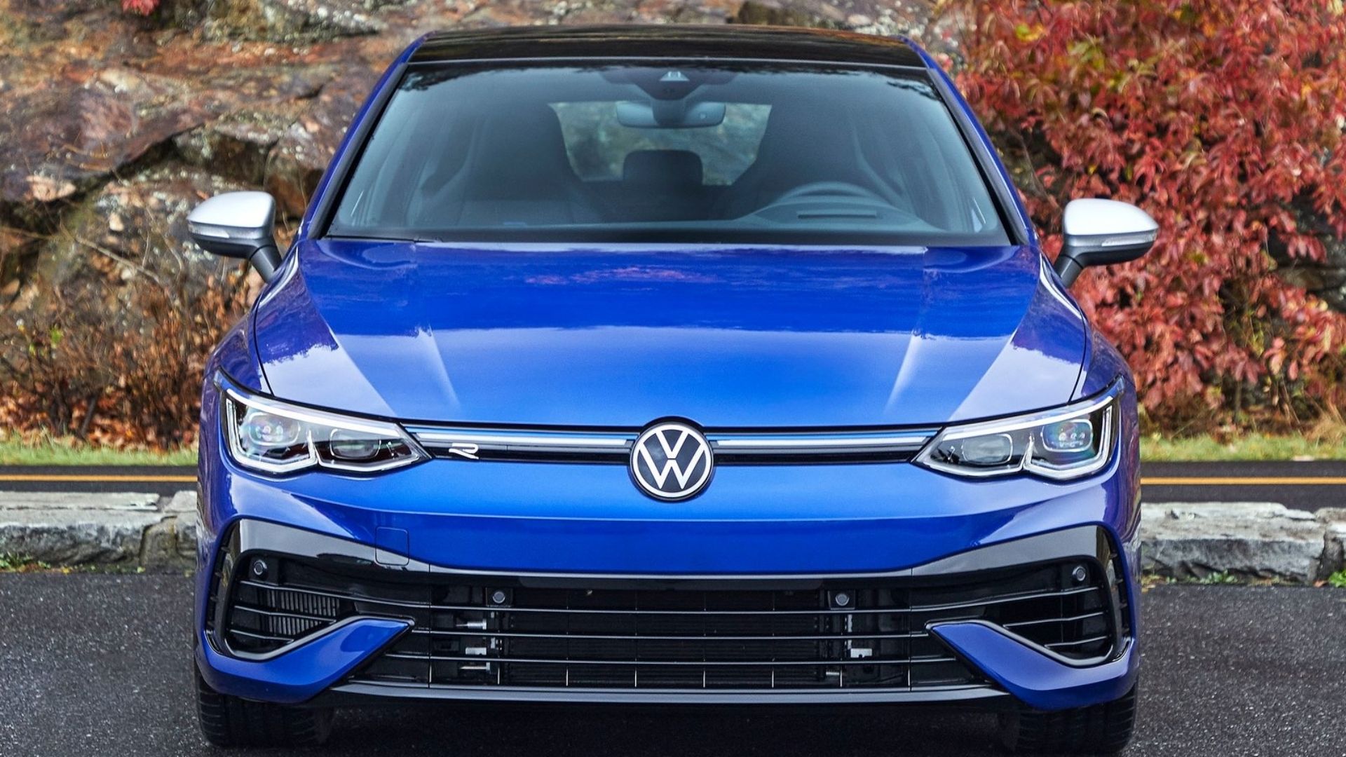 volkswagen golf r full frontal blue