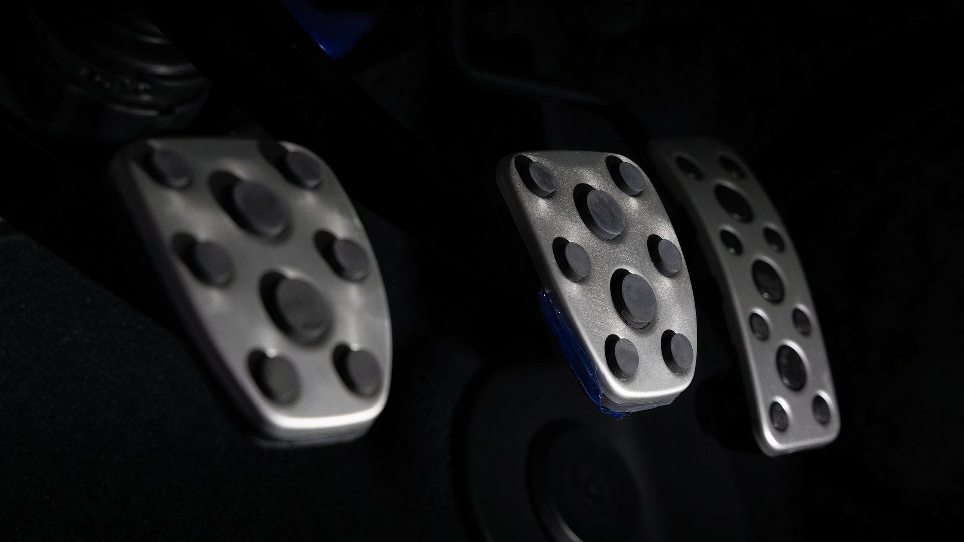 2024 Subaru BRZ tS, closeup of three pedals, metal material