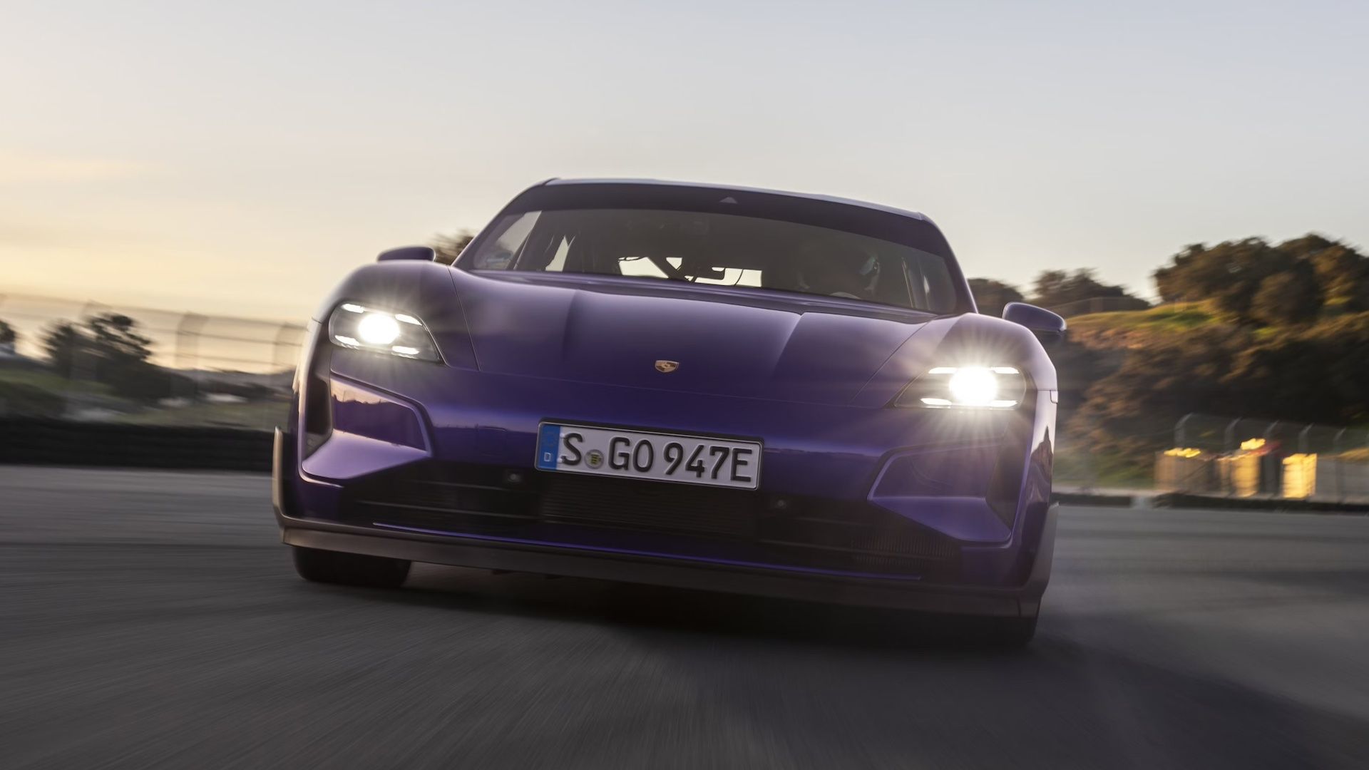 2025 Porsche Taycan Turbo GT Front Action Shot