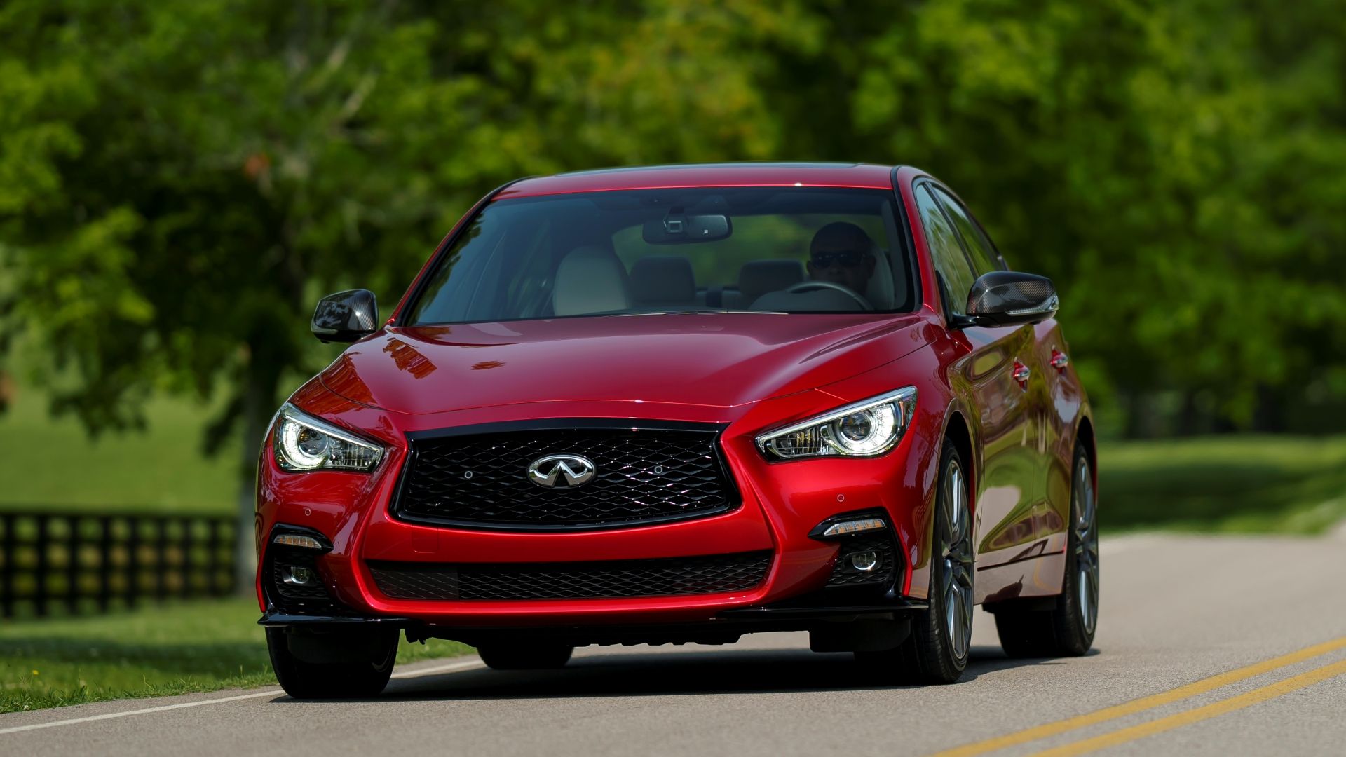 Infiniti Q50 front quarter red