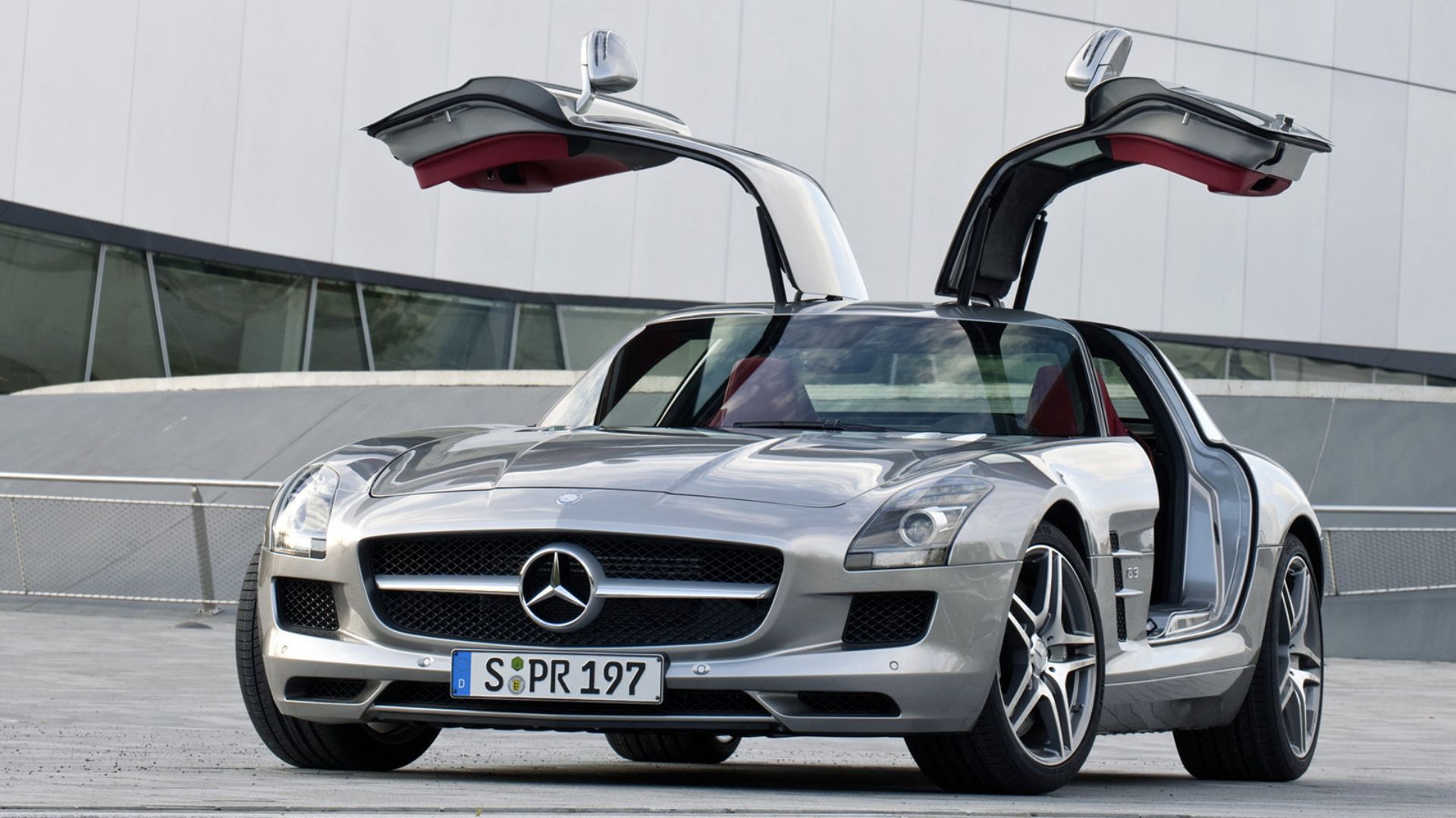 mercedes-benz sls amg front quarter silver