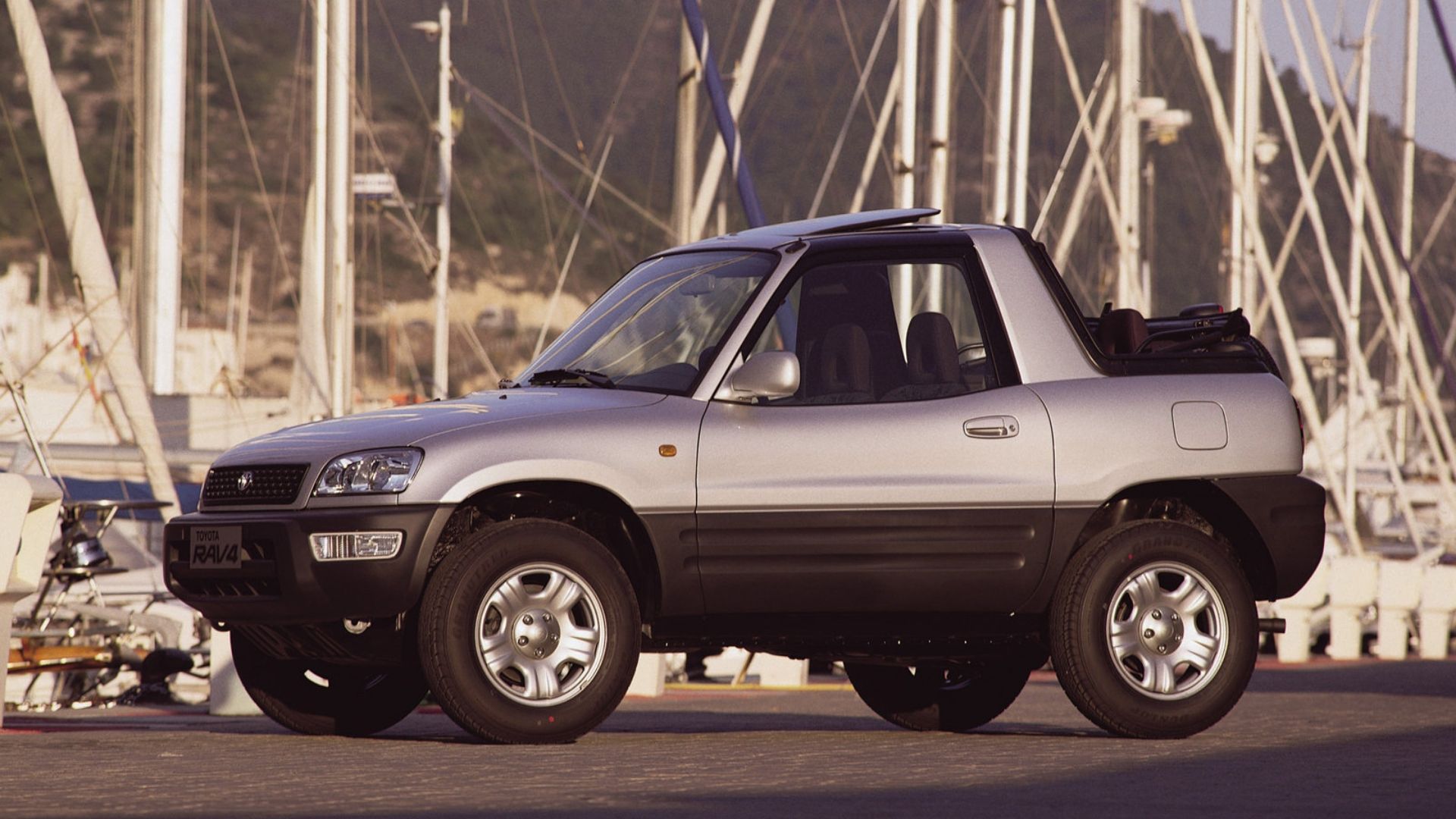 toyota rav4 convertible sidelong silver