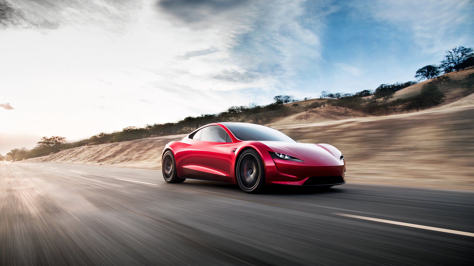 Tesla roadster driving 