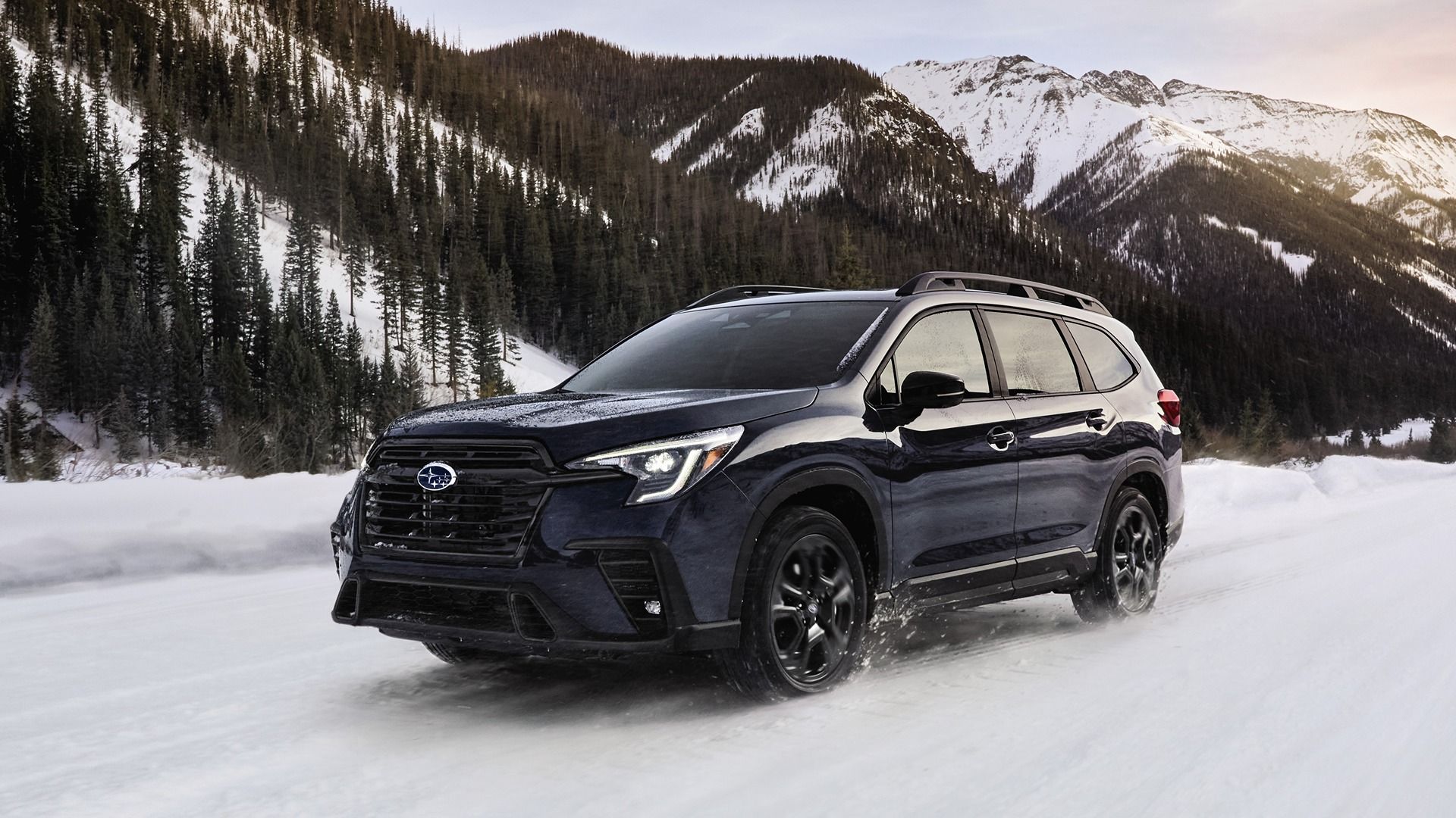 Subaru Ascent - 3/4 front view in snow 