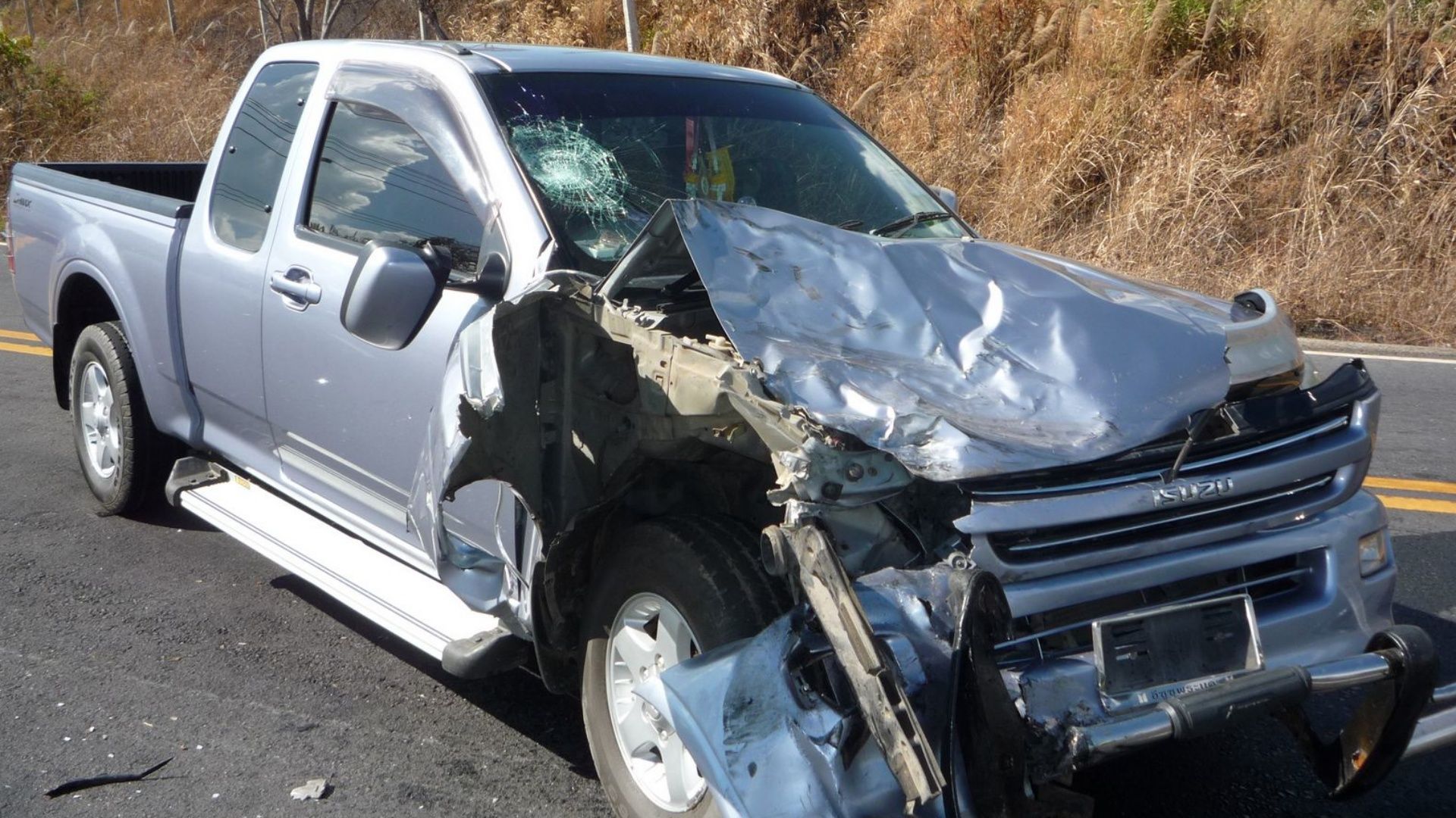 A damaged Isuzu D-Max