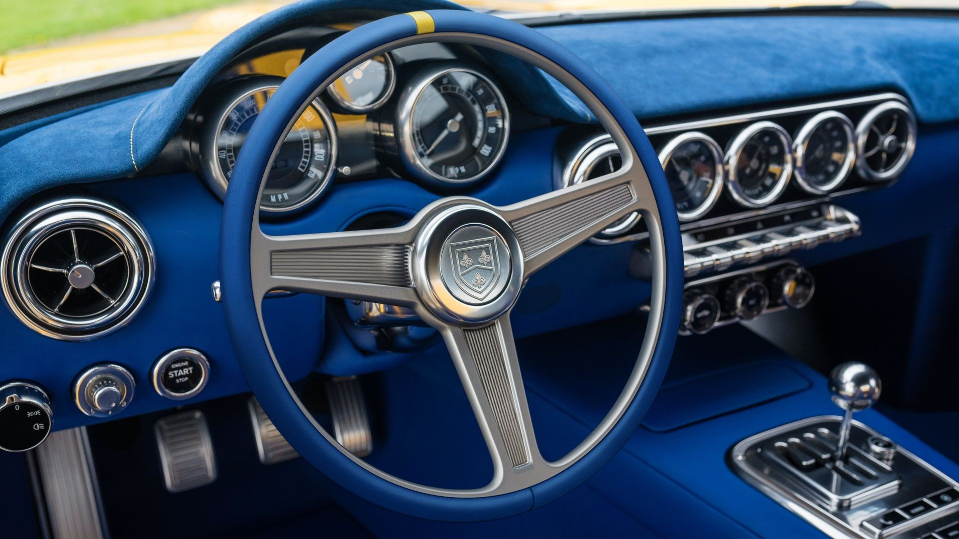 The blue interior of the RML Short Wheelbase