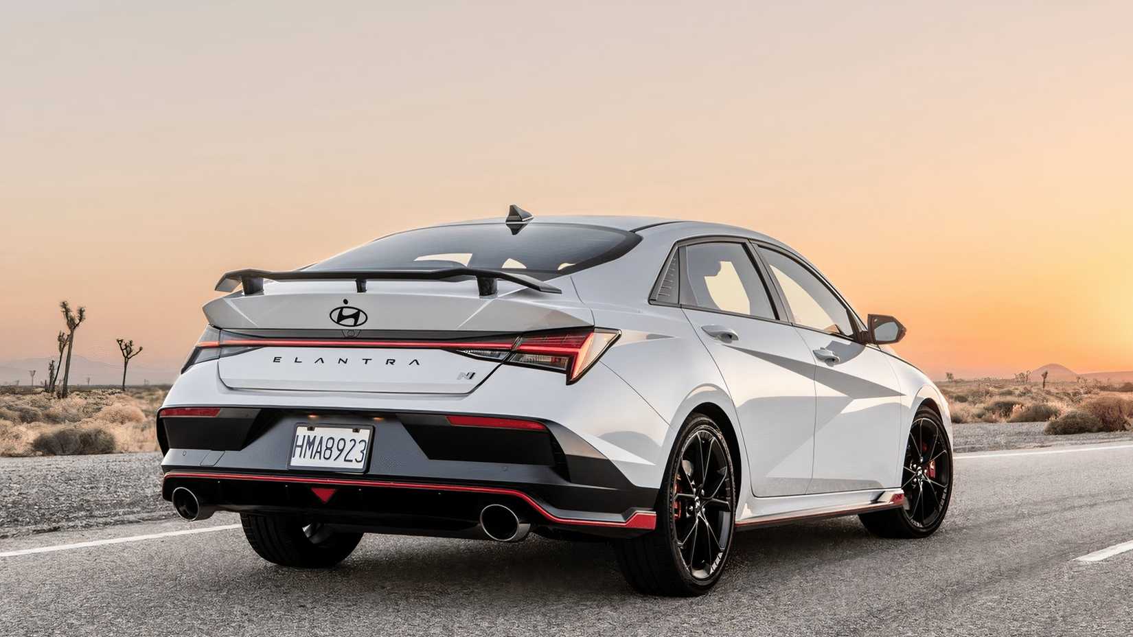 2024 Hyundai Elantra N White Rear Angle
