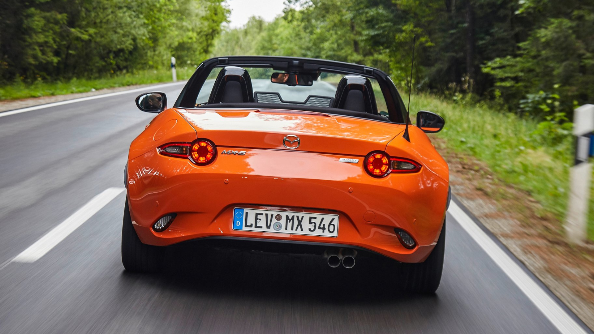 mazda miata country road rear