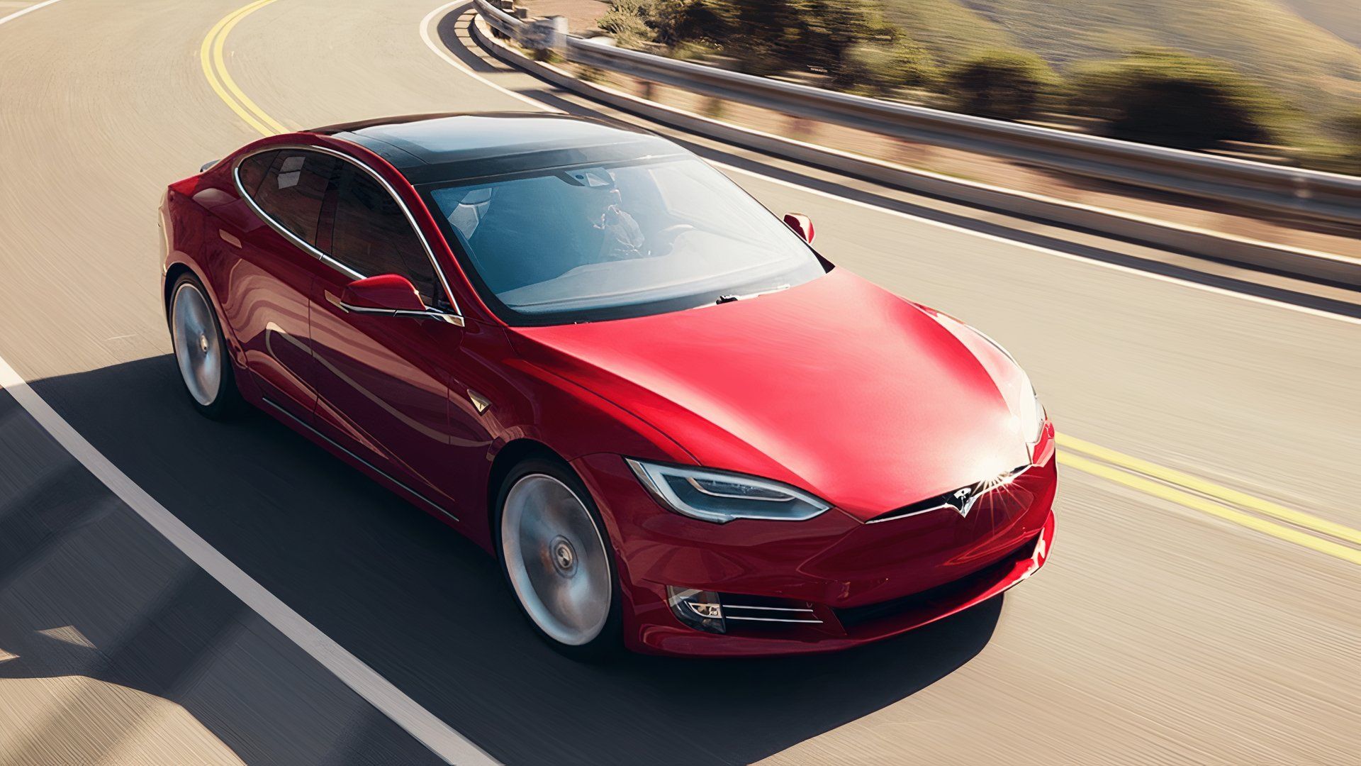 Tesla Model S overhead front