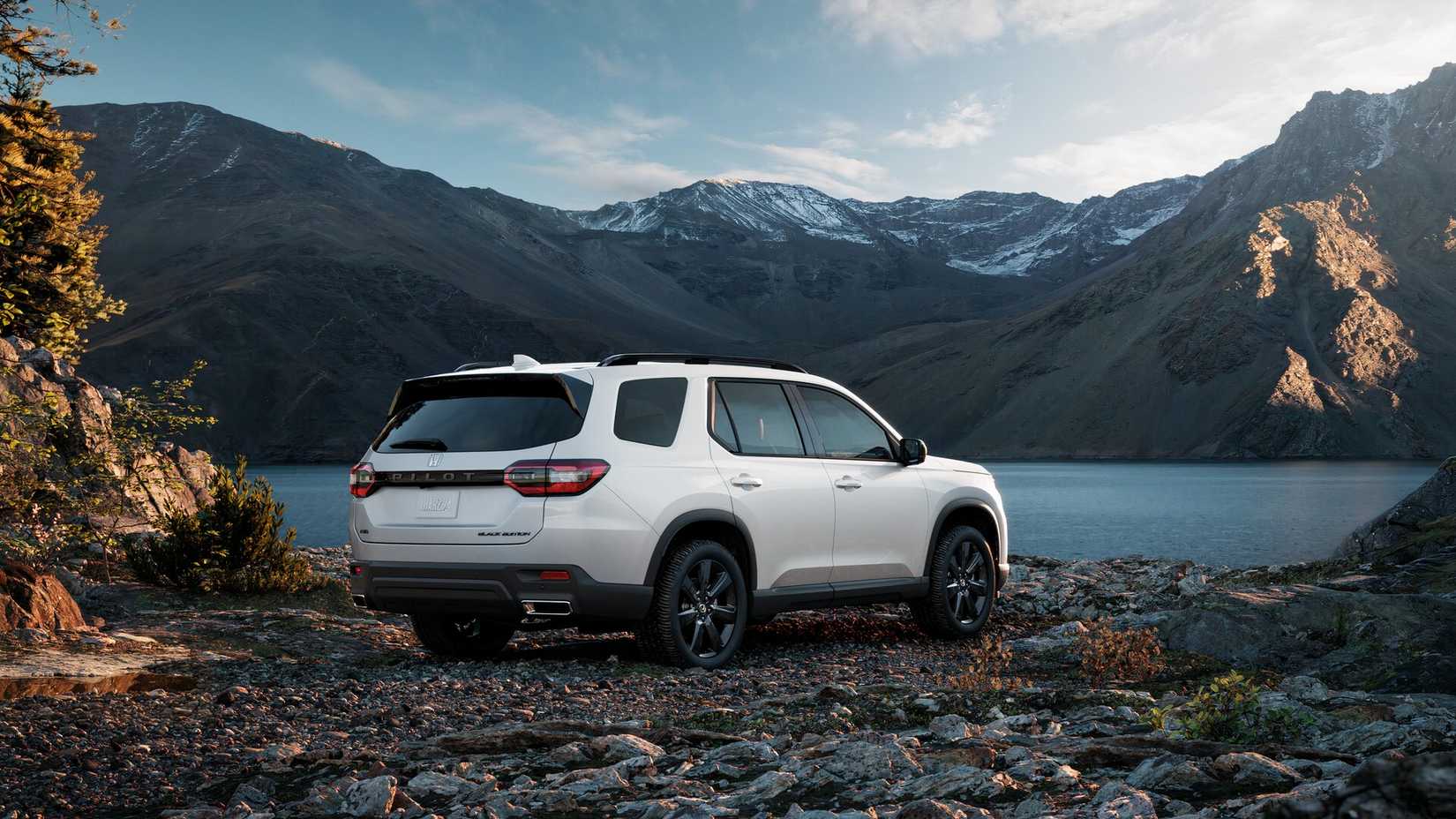 2025 Honda Pilot White Rear Angle