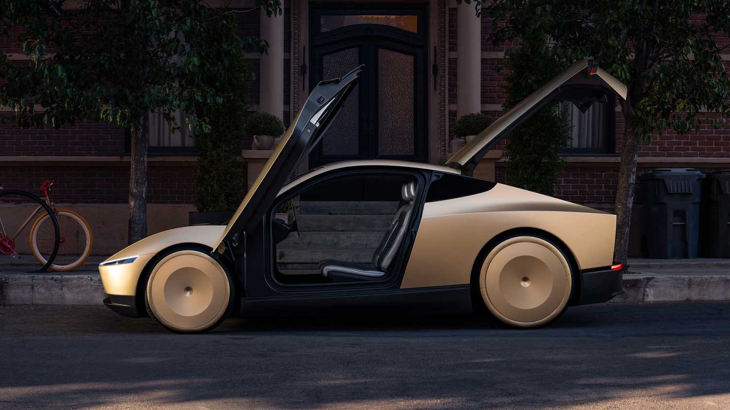 Robitaxti Rumer's Tesla Robotaxi Revealed With Butterfly Doors And A Matching Robovan