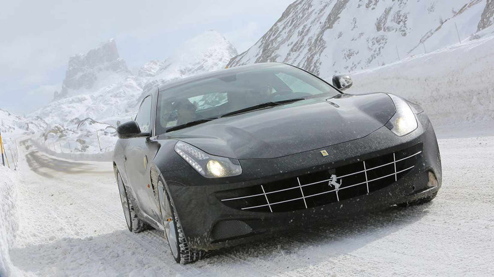 2011-2016 Ferrari FF Black Front View Snow Driving