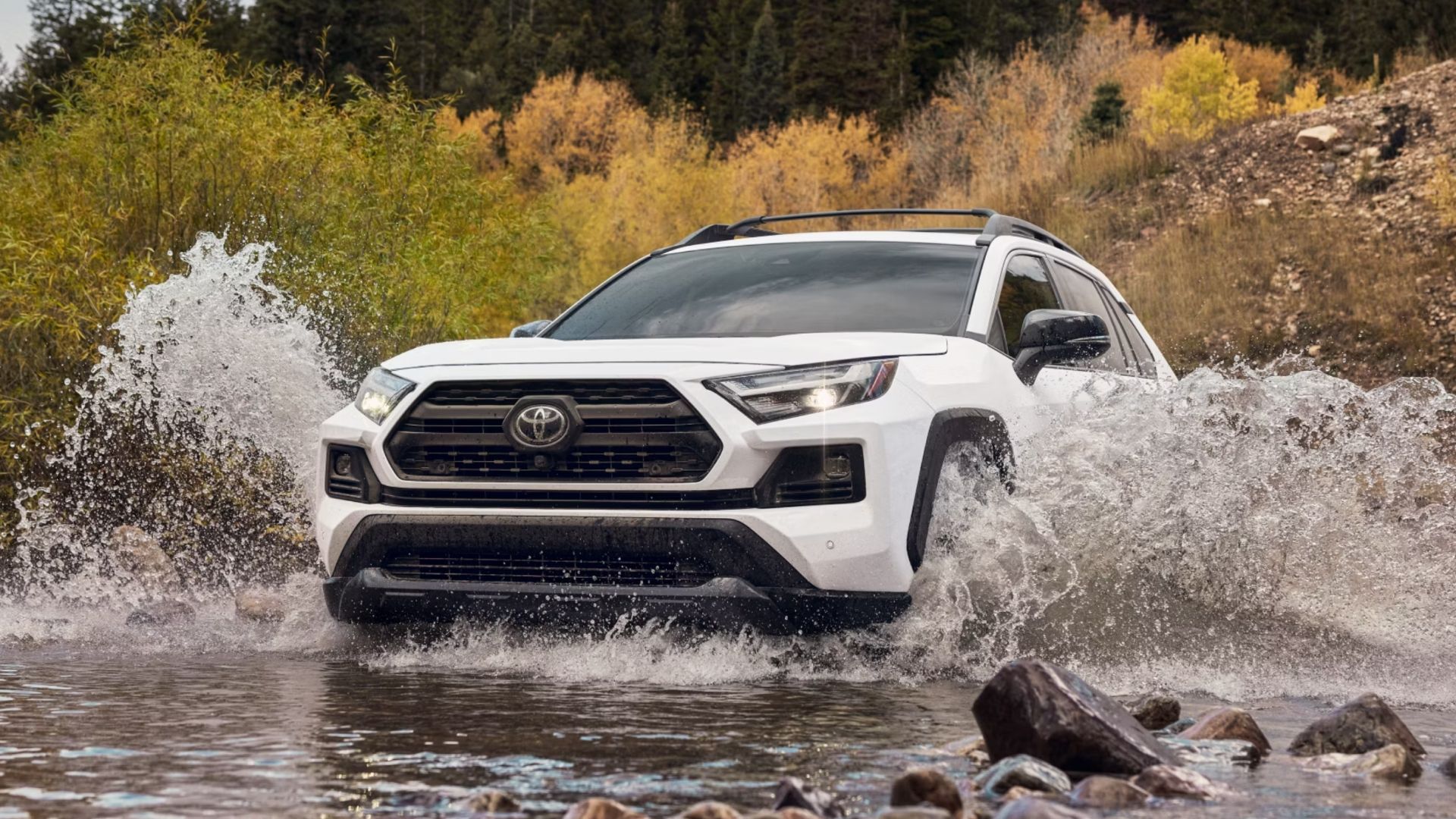 2024 Toyota RAV4 TRD White Front Crossing River