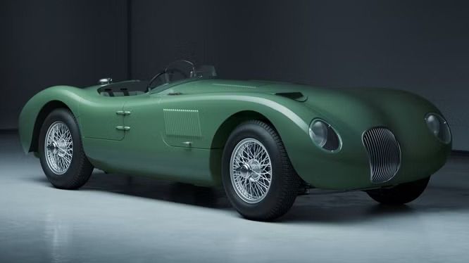 Jaguar Classic C-Type Replica Green Front Angle