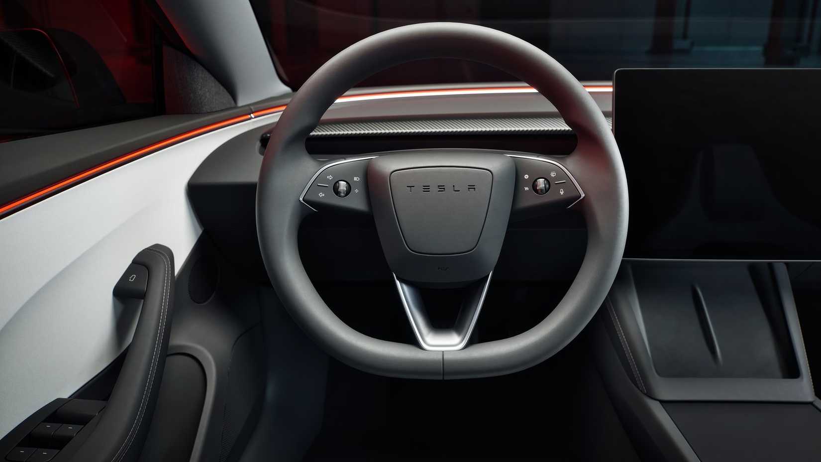 2025 Tesla Model 3 Performance Black/White Interior Steering Wheel