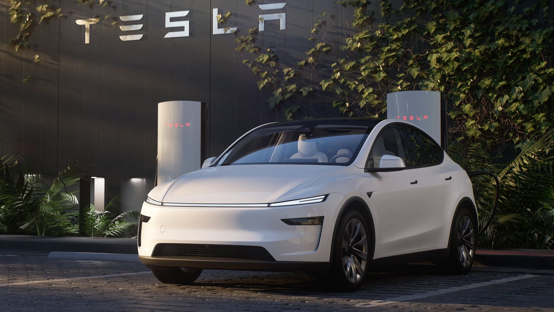2025 tesla model y front white