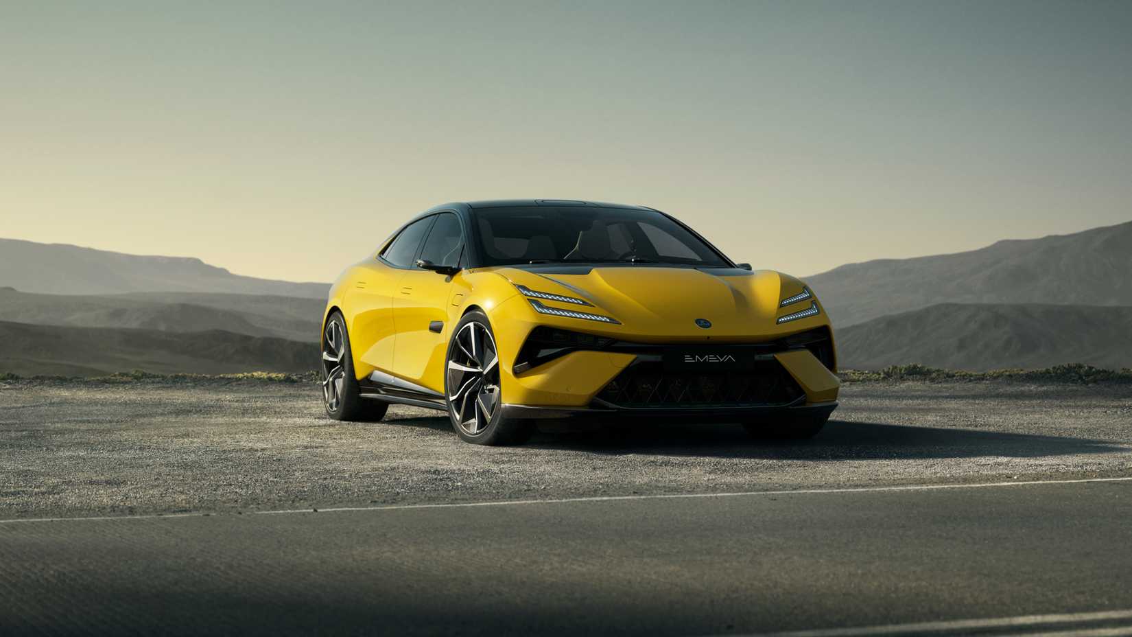 2025 Lotus Emeya Front 3/4 Angle Yellow