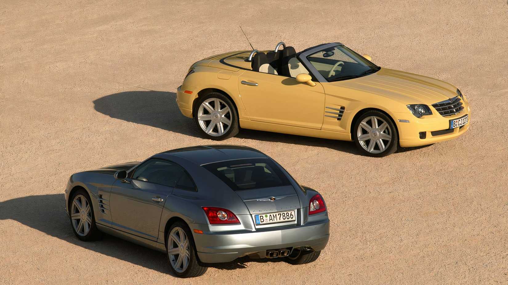 2005-2008 Chrysler Crossfire x2 Roadster Top Down Yellow Coupe Silver