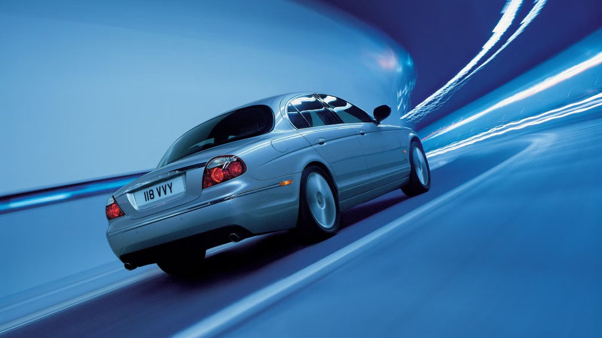 2005 - 2008 Jaguar S-Type Rear Angle View Driving