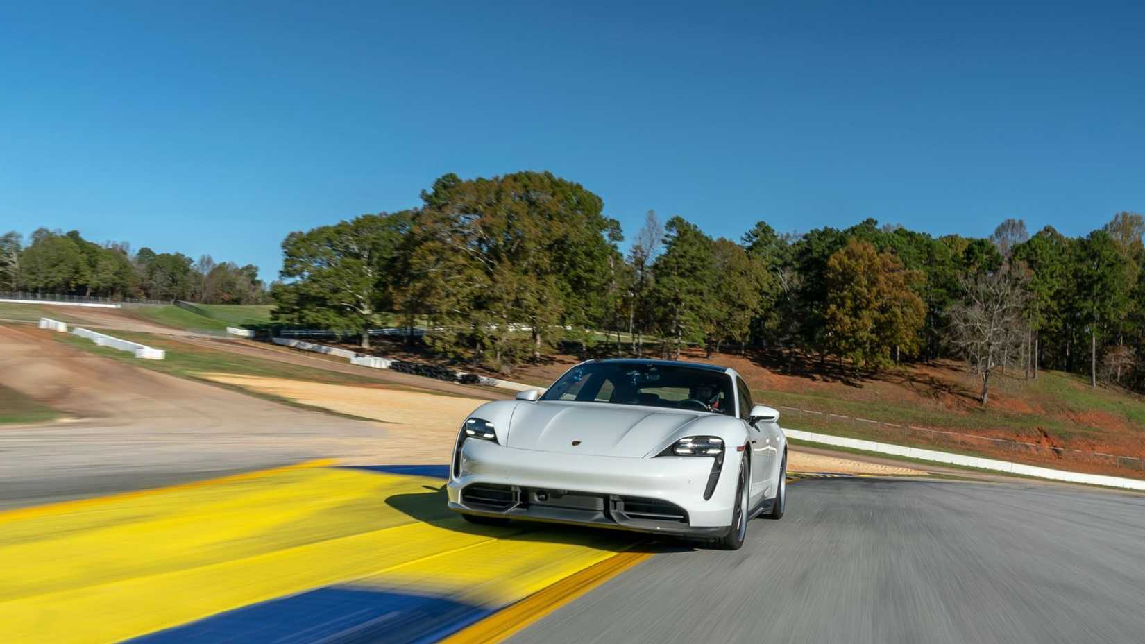 2024 Porsche Taycan Turbo S front, track