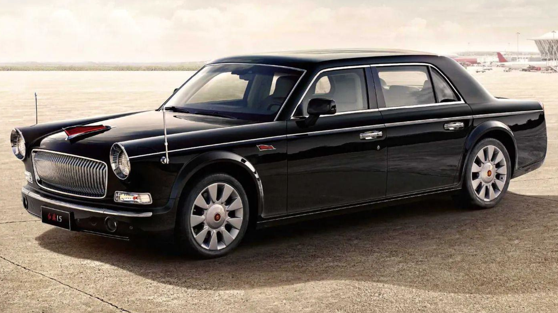 Hongqi L5 Black Front Angled View