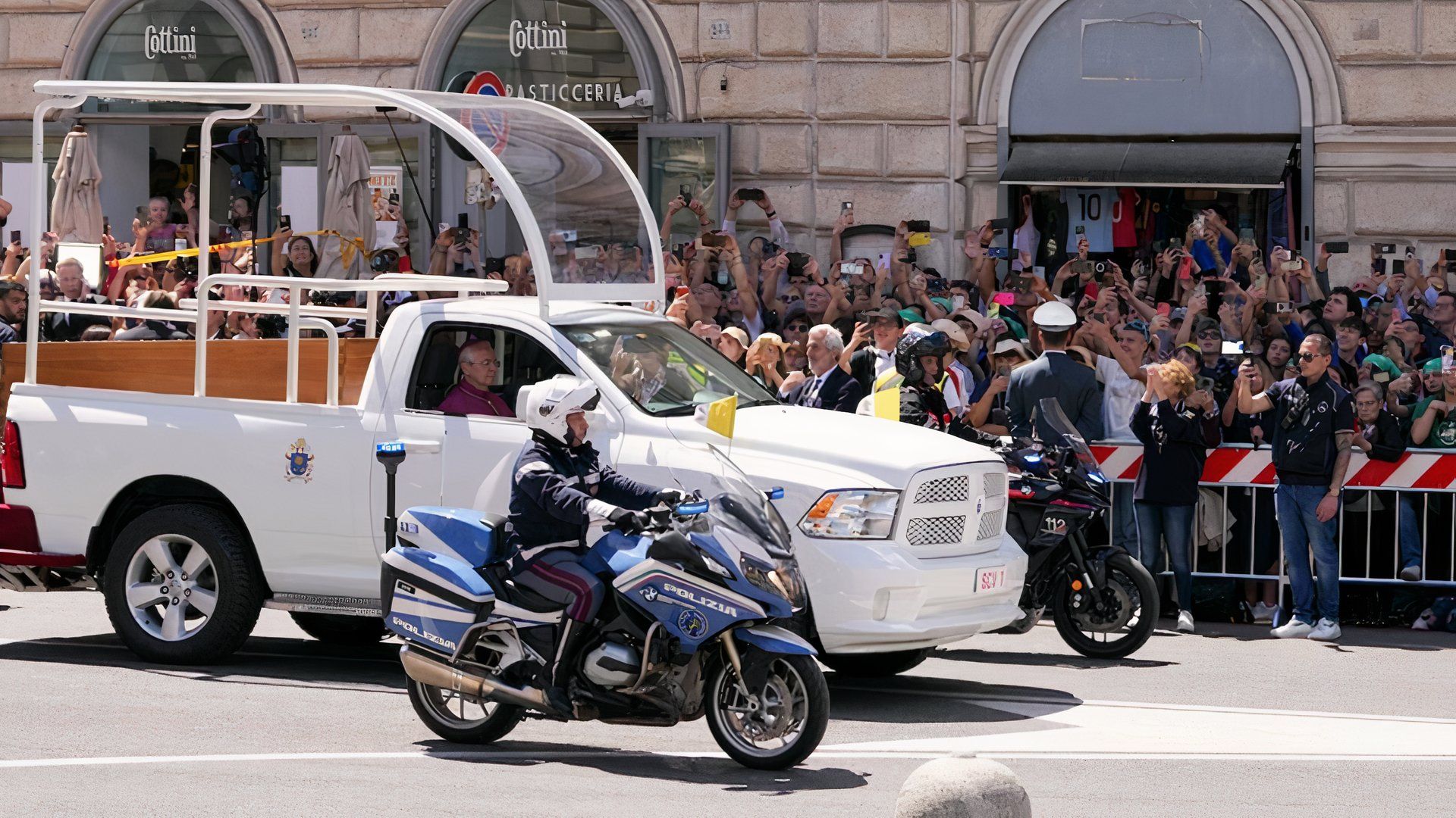 The casket of Pope Francis at his funeral mass.