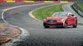 2014 Q50 Eau Rouge Concept front 3/4 on Eau Rouge