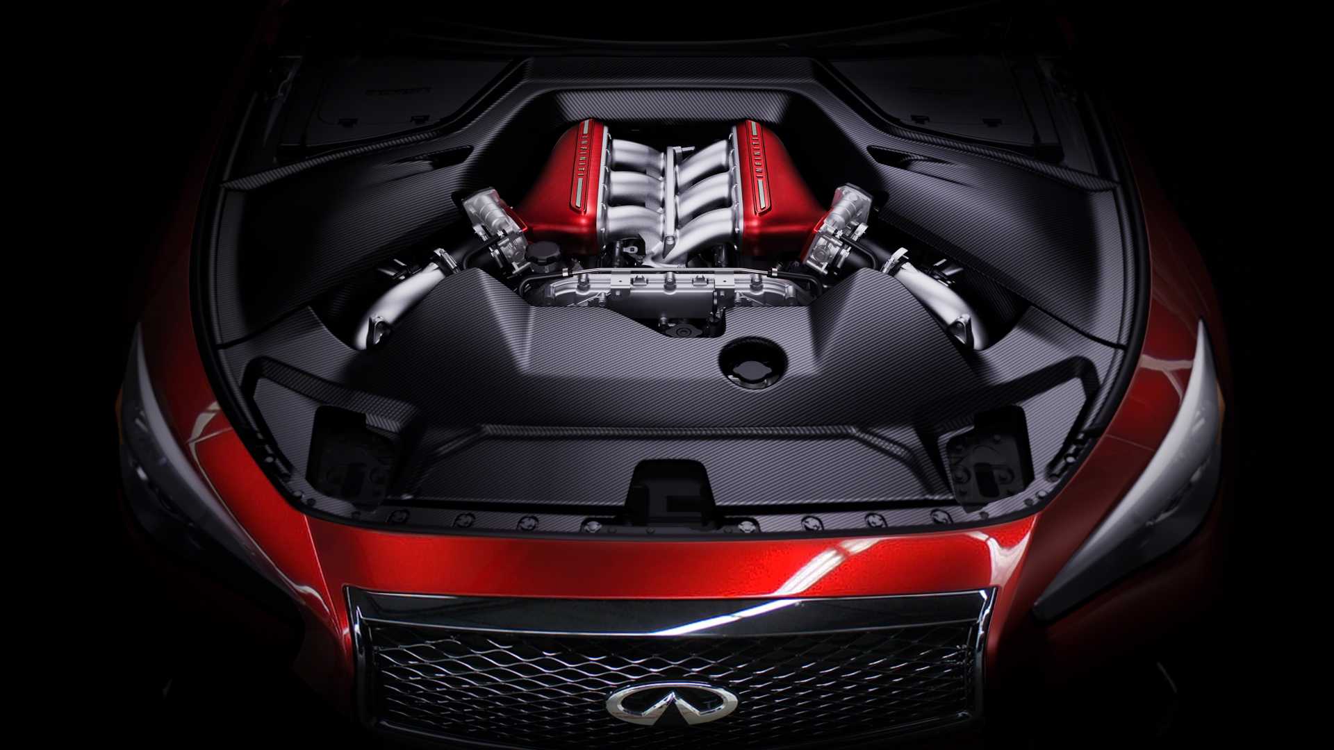 2014 Q50 Eau Rouge Concept engine bay straight on