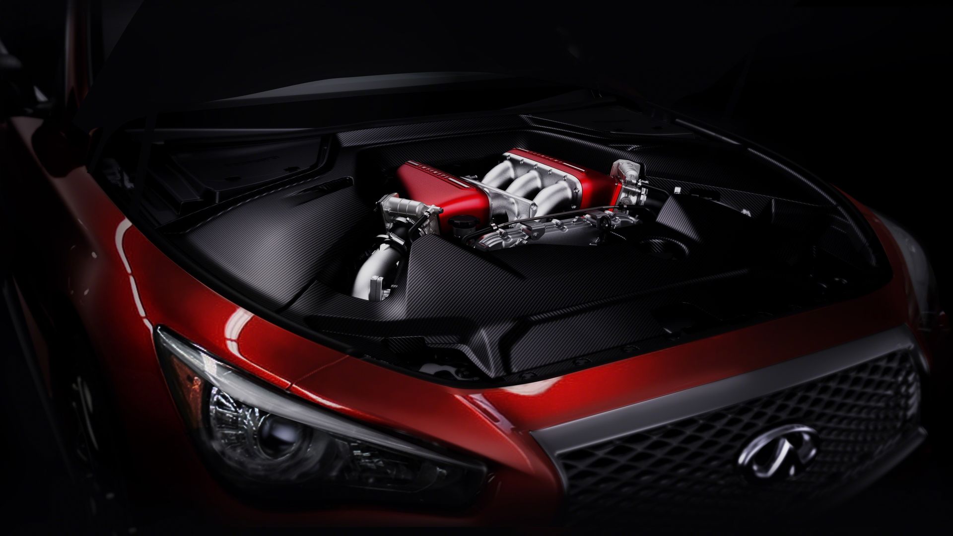 2014 Q50 Eau Rouge Concept engine bay low angled
