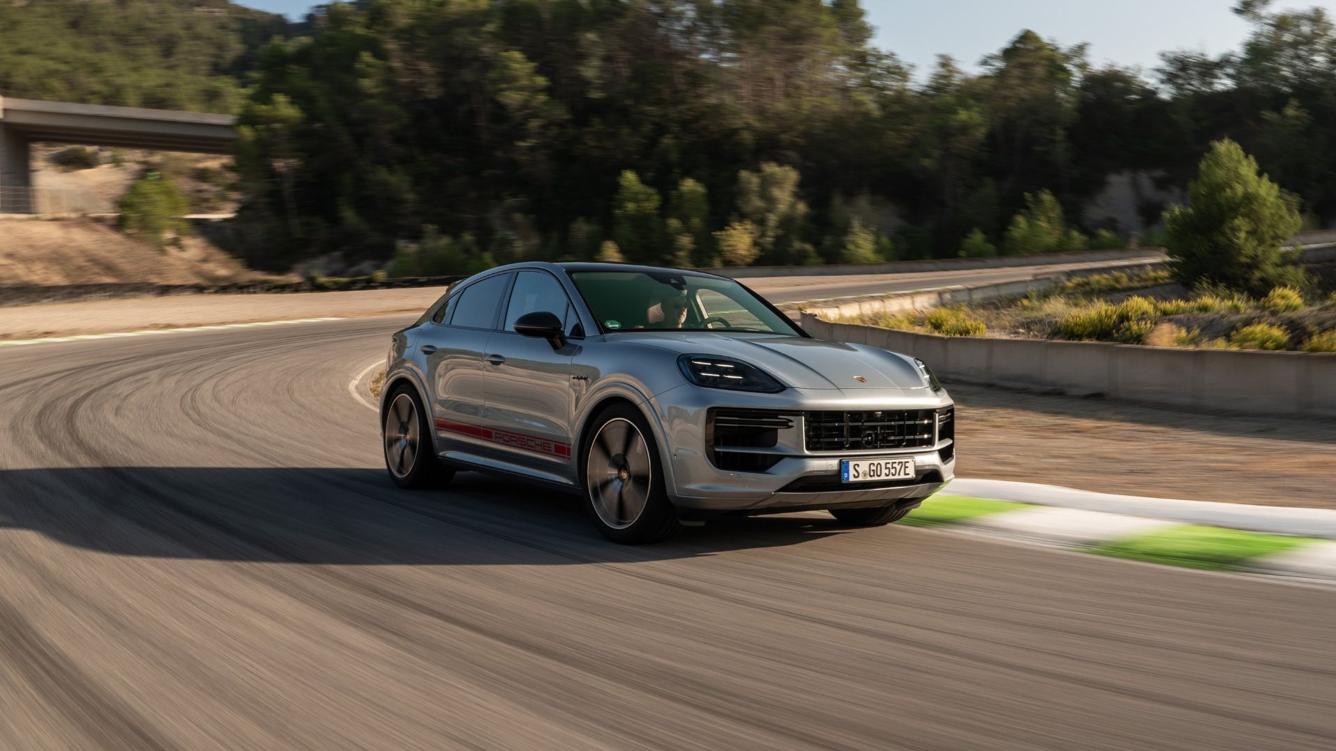 2023 Porsche Cayenne E-Hybrid Coupe Action Front 3/4