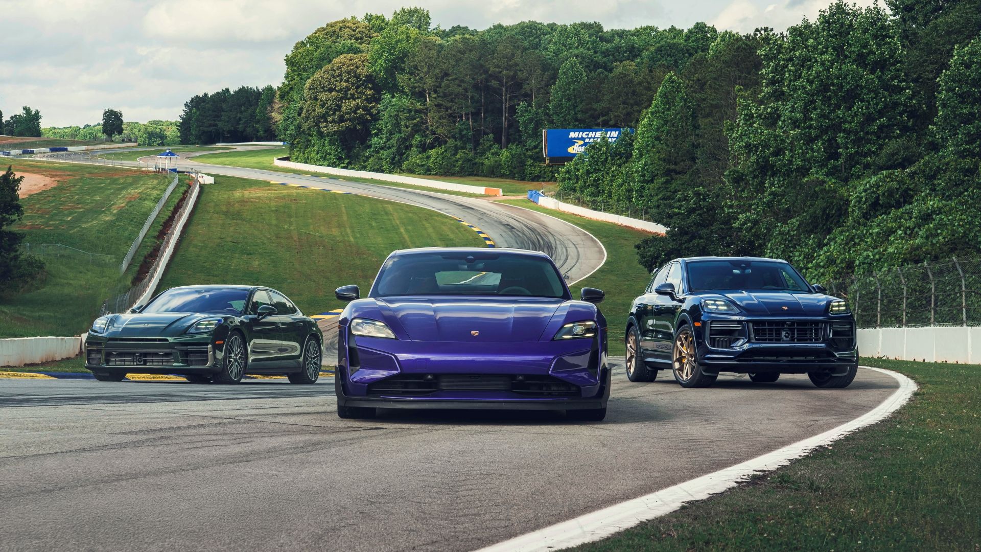 Porsche now holds records at Road Atlanta with the Taycan Turbo GT, Panamera Turbo S E-Hybrid, and Cayenne Turbo GT