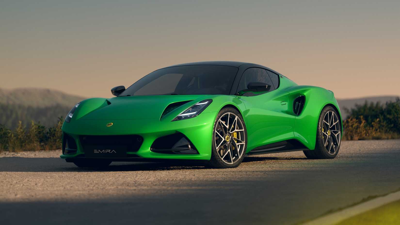 2026 Lotus Emira V6 SE Eos Green Exterior front 3/4